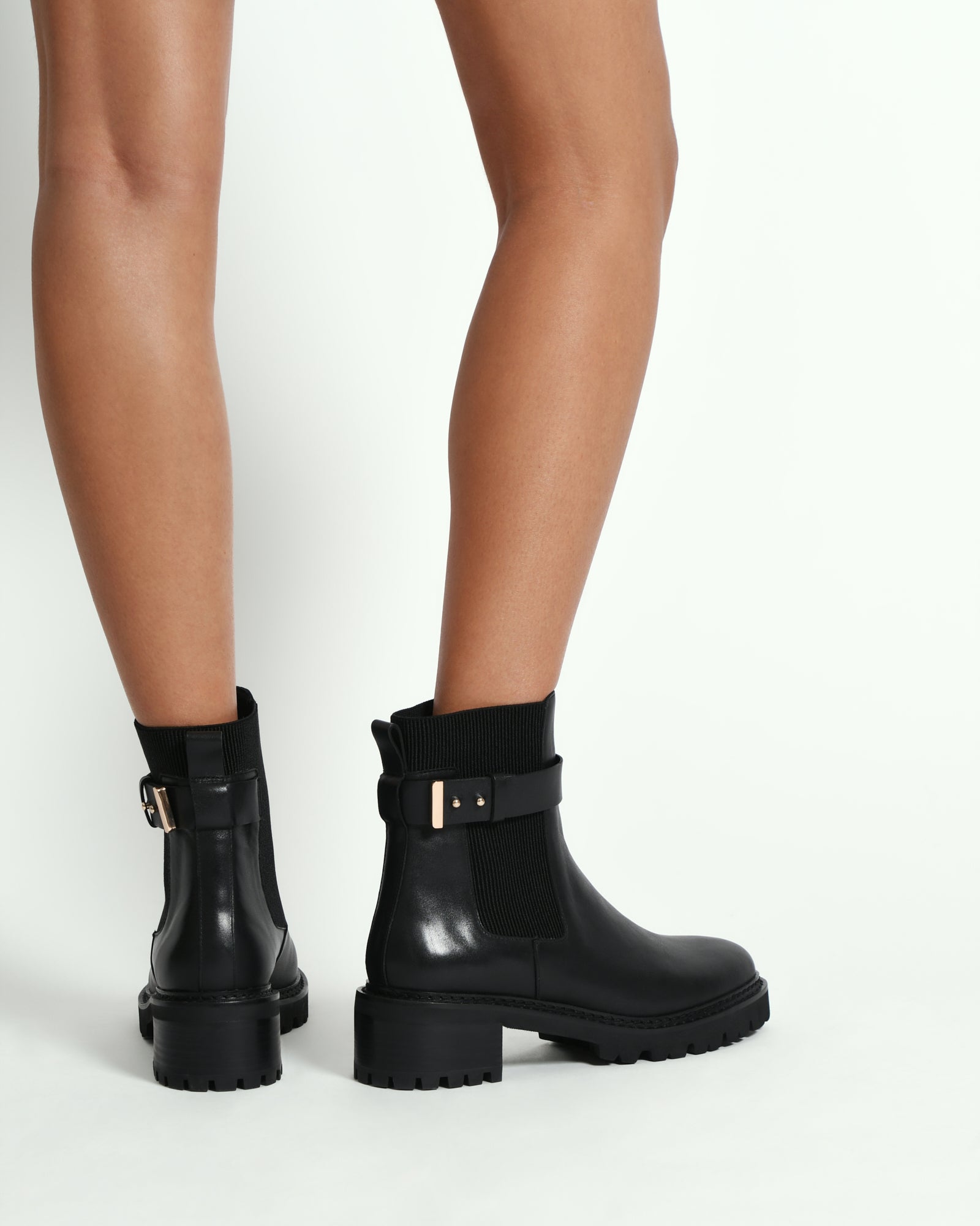 KIKO Women's Flat Ankle Boots - Genuine Black Leather Chelsea Boots for Casual Wear & Office Outfits