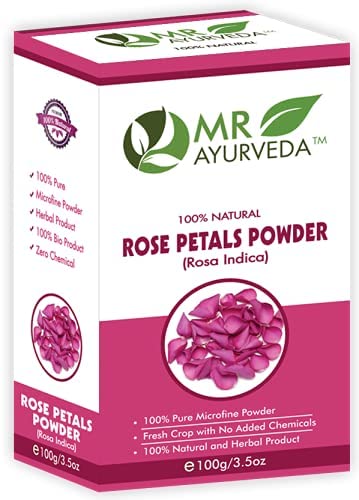 MR Ayurveda 100% Organic Rose Petals Powder for Face & Skin Care - 100% Pure, No Added Chemicals (100g) | Perfect for DIY Face Masks, Natural Skincare & Aromatherapy