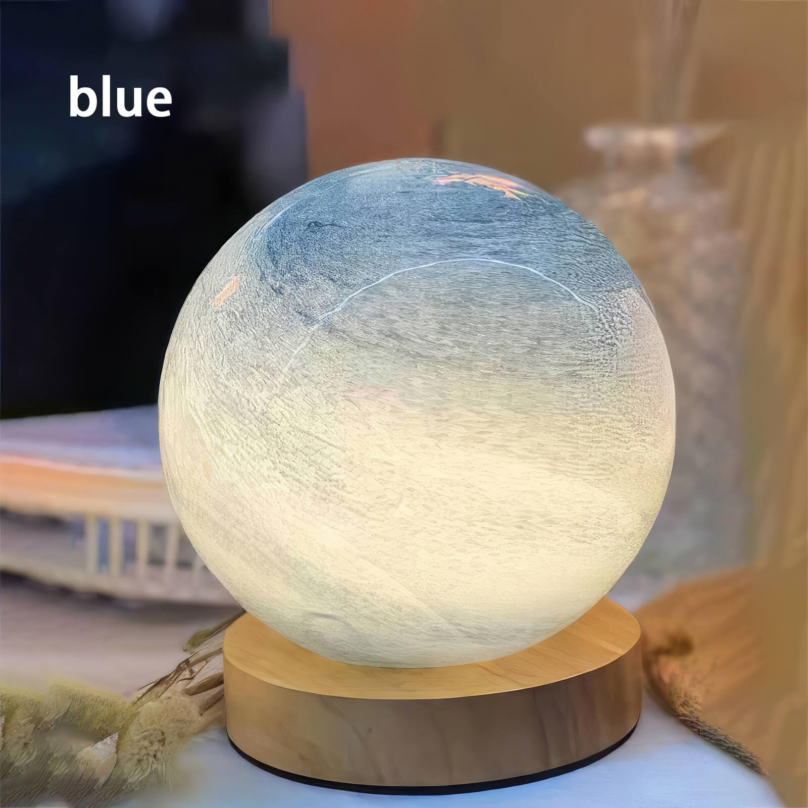 3-Tone Glass Planet Night Light - USB Plug Small Table Lamp for Bedroom, Living Room, Home Decor | Creative Gift for Girls & Kids | Perfect for Nursery, Study Room, and Relaxation