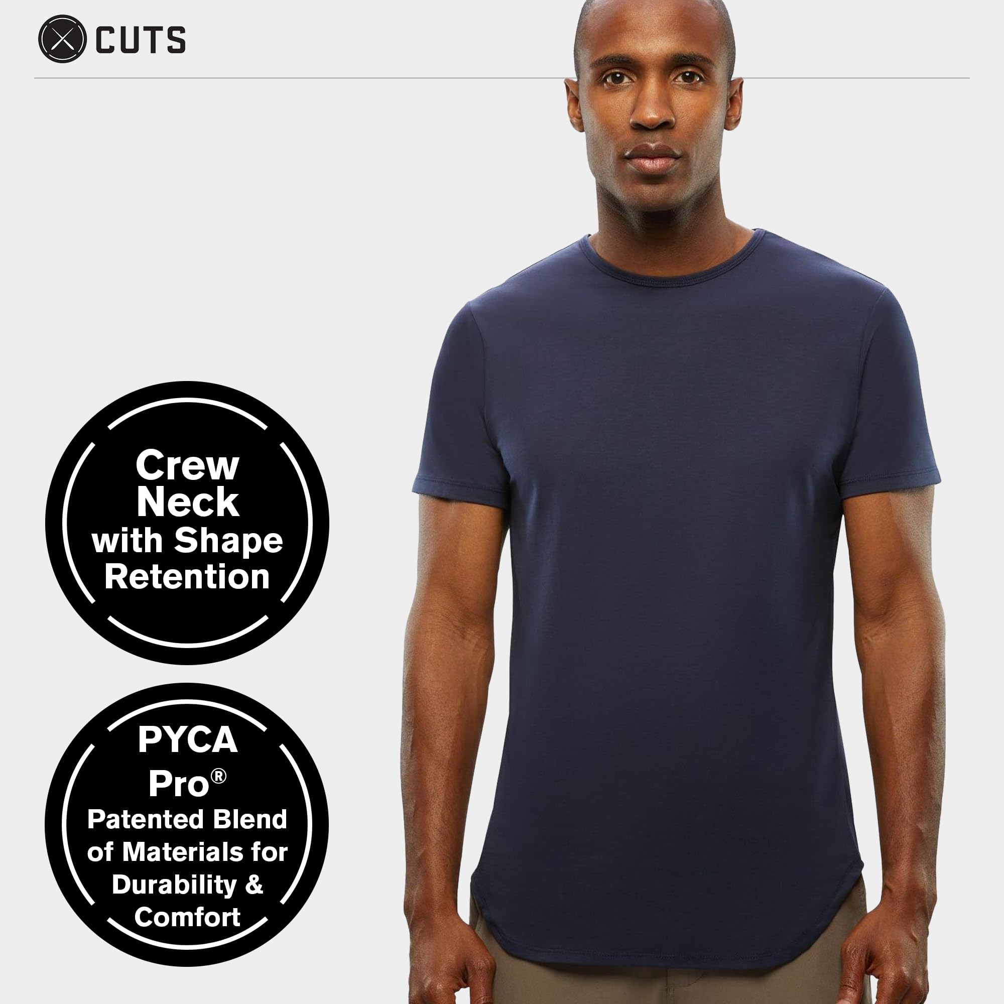 Premium Men's Casual Short Sleeve T-Shirt - Soft AO Crew Neck Tee with Classic Elongated Hem | Comfortable PYCA Pro Fabric | Perfect for Everyday Wear, Gym & Street Style