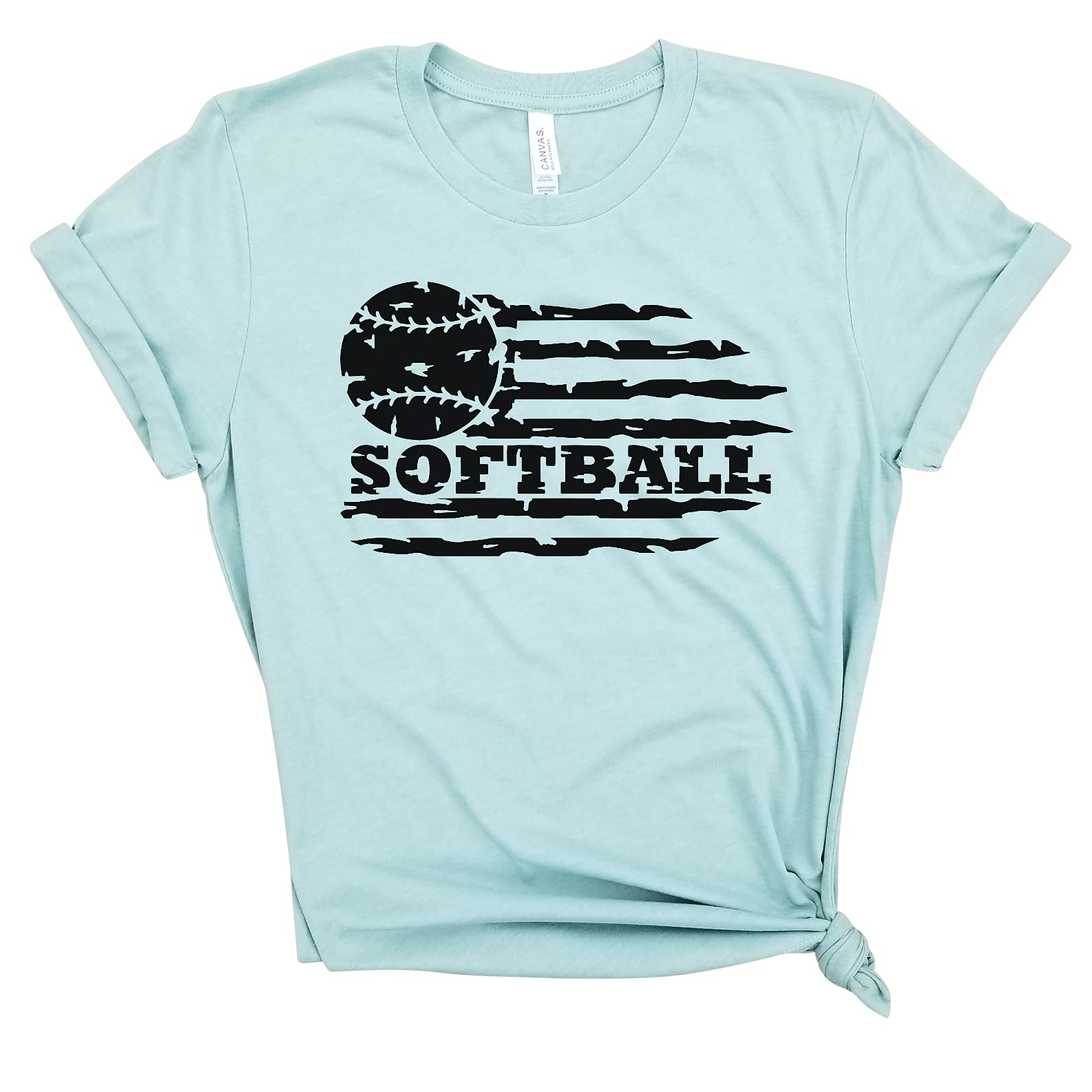Softball Flag T-Shirt for Women - Softball Mom & Fan Gift - Game Day Shirt for Sports Moms - Perfect for Softball Games, Team Spirit & Mother's Day Gifts