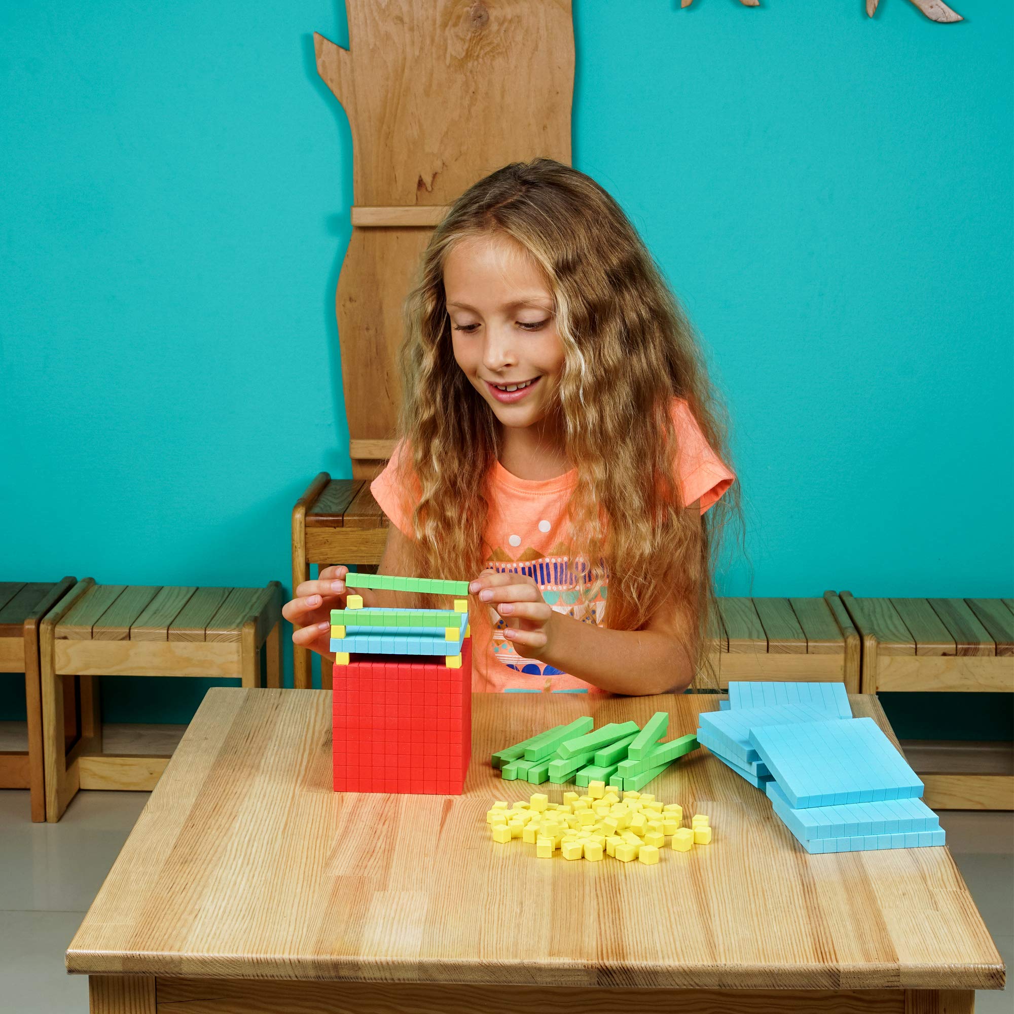 Simply Magic 19 Educational Posters for Kids & 131 PCS Foam Base Ten Blocks - Math Learning Tools for Classroom & Homeschool - Perfect for Counting, Place Value & Early Math Concepts