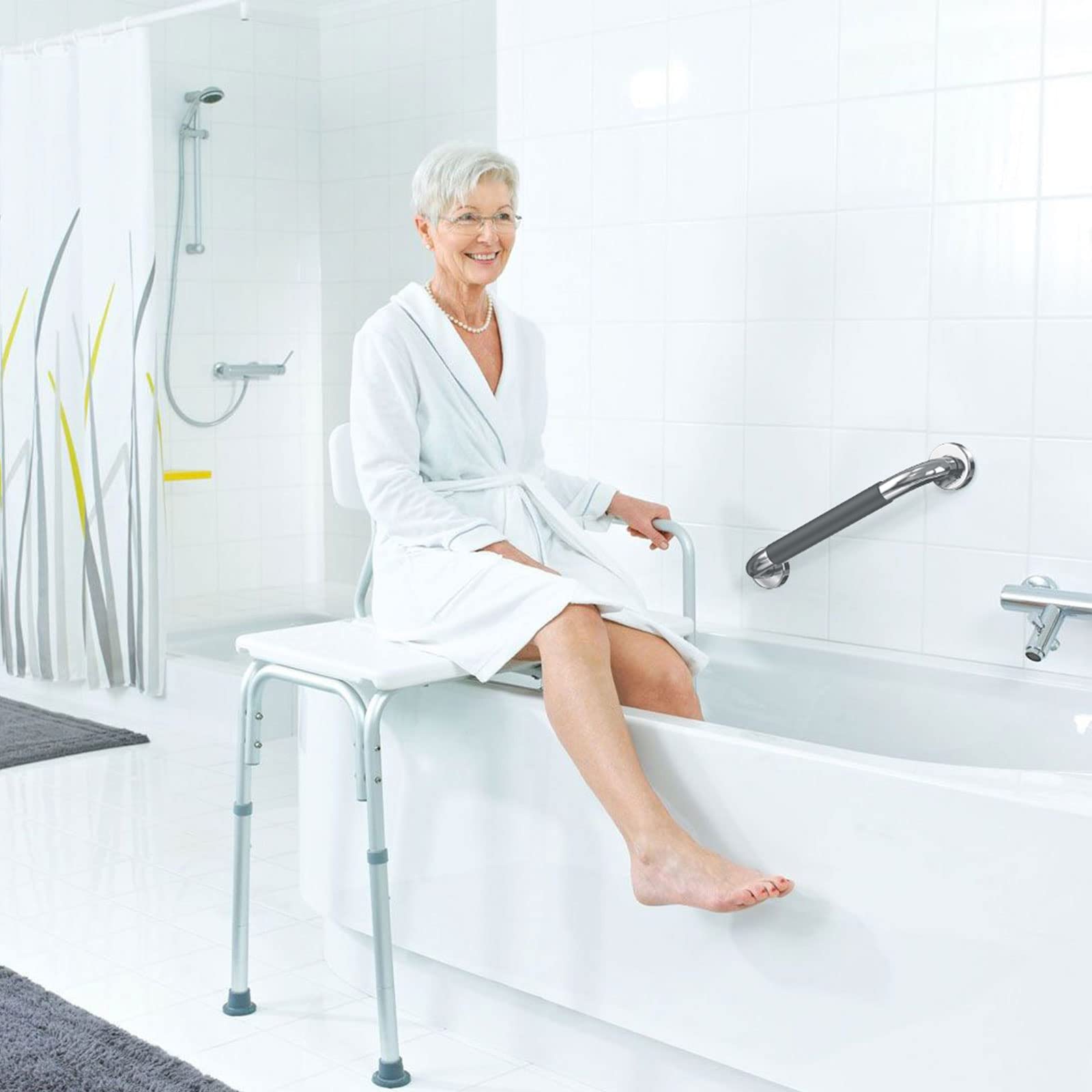 Stainless Steel Bathroom Grab Bars for Elderly Safety - 16 Inch, Non-Slip Shower & Bathtub Handrails