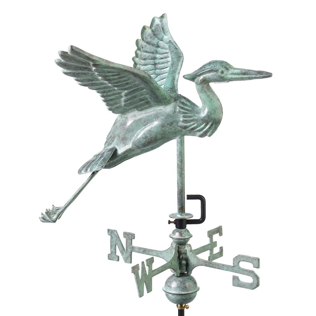 Blue Heron Garden Weathervane - Handcrafted Blue Verde Copper Weather Vane with Decorative Garden Pole | Perfect for Outdoor Lawn, Yard, and Patio Decor