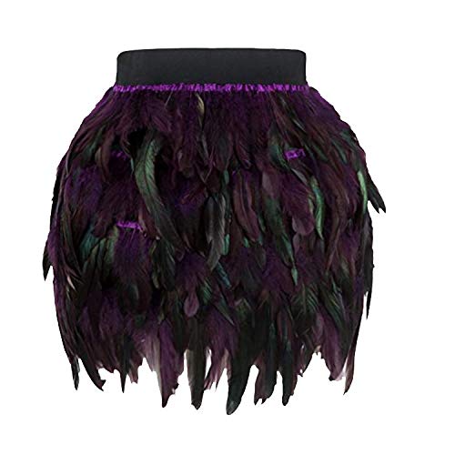 Women's Christmas Santa Halloween Faux Feather A-Line Cosplay Mini Skirt Cage Skirt - Perfect for Holiday Parties, Costume Events & Festive Celebrations