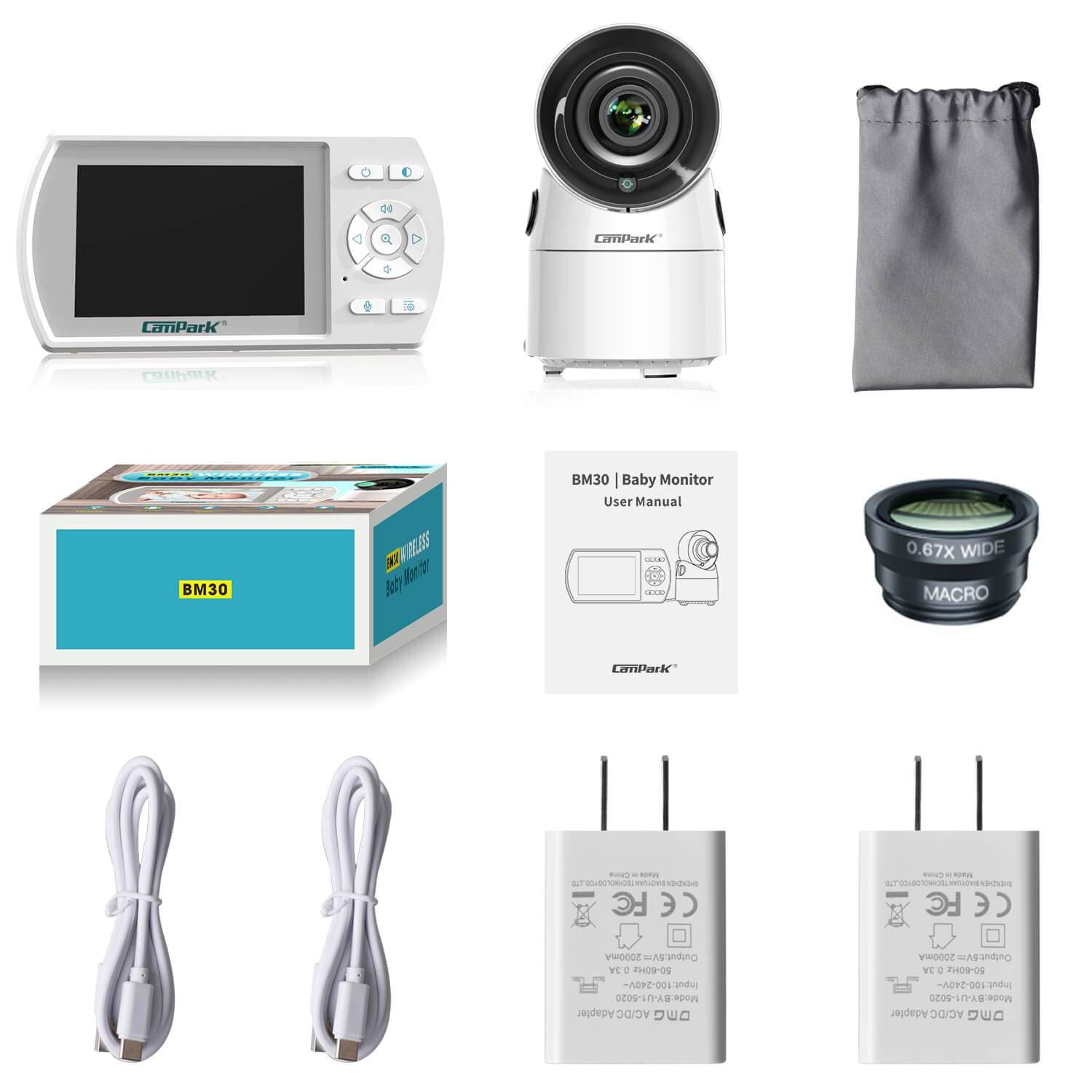 Campark BM30 3.5 Inch HD Wireless Baby Monitor with Night Vision Camera - Real-Time Video & Audio for Nursery, Home Security & Pet Monitoring