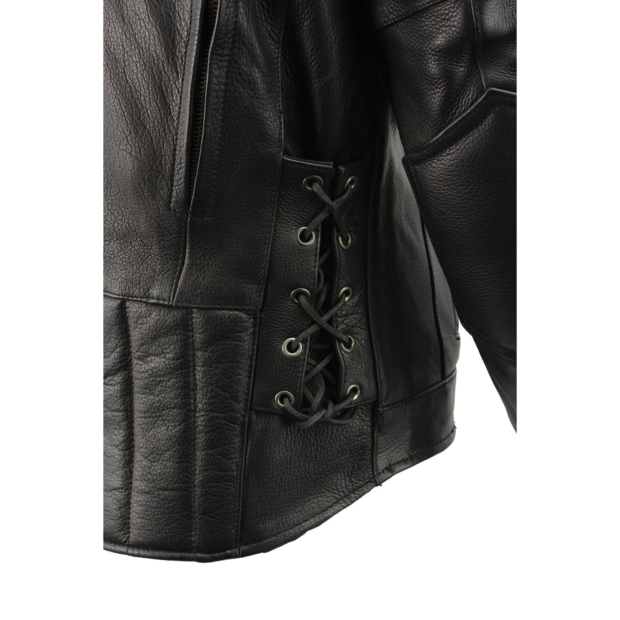 Milwaukee Leather ML1010 Men's Side Lace Vented Black Leather Scooter Jacket - Black | Motorcycle Riding & Urban Fashion | Perfect for Bikers & Streetwear Enthusiasts