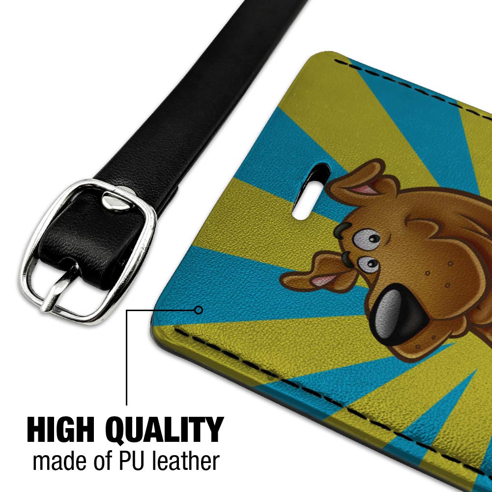 Scooby-Doo Rectangle Leather Luggage Tag - Personalized Carry-On ID Tag for Suitcases & Travel Bags - Perfect for Kids, Cartoon Fans & Travel Enthusiasts