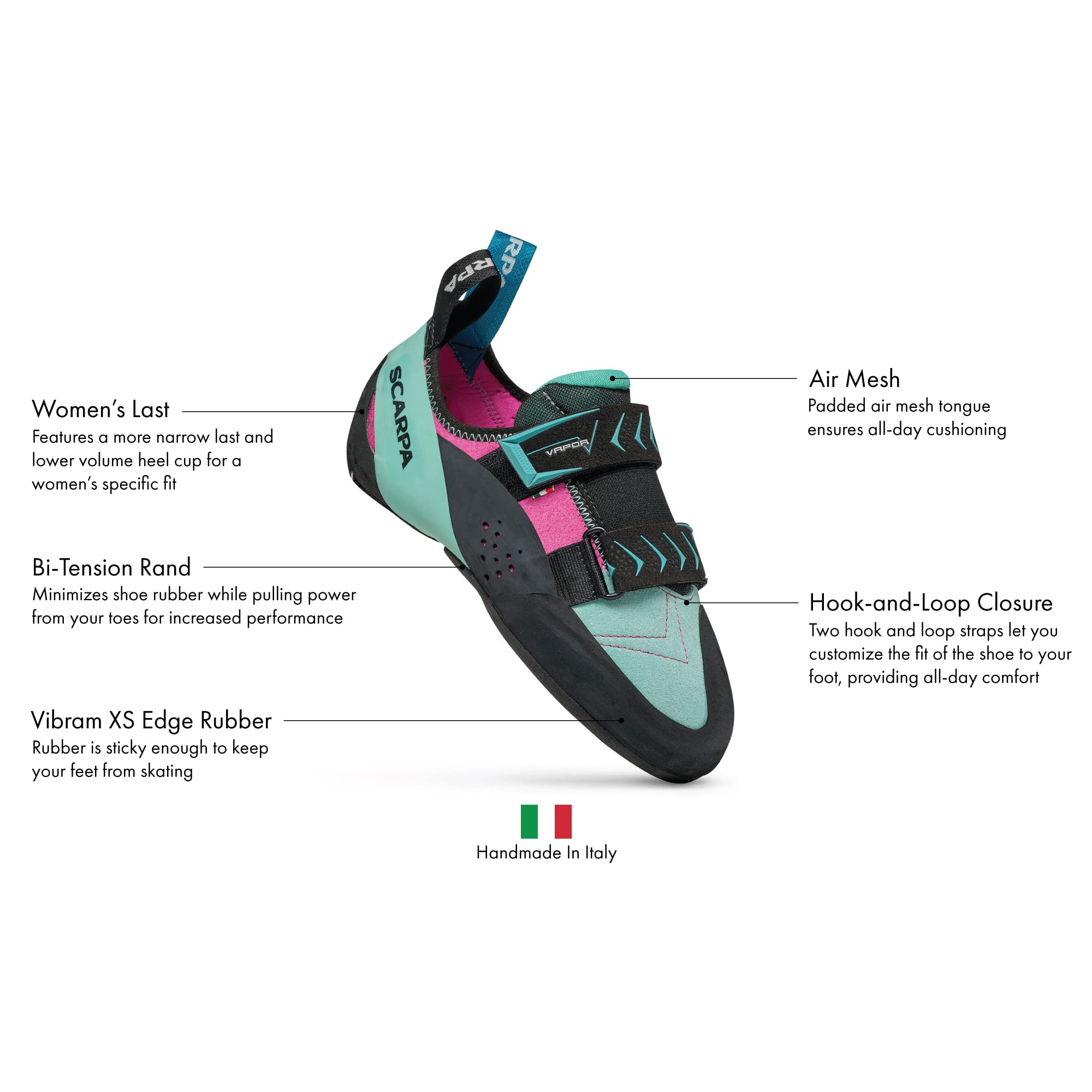 SCARPA Women's Vapor V Rock Climbing Shoes - Lightweight Low-Volume Design for Sport Climbing & Bouldering | Perfect for Indoor Gym Training & Outdoor Cliff Adventures
