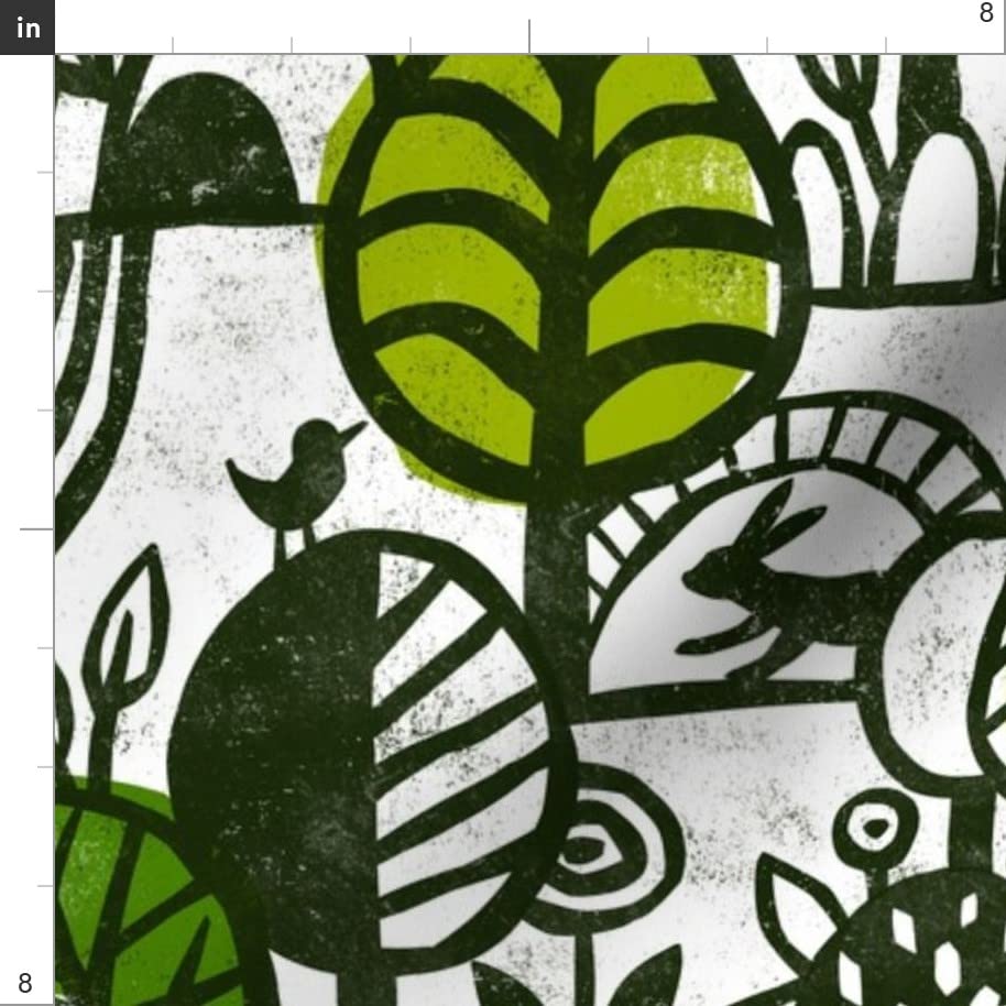 Forest Adventure Spring Nature Birds Trees Printed Cotton Fabric by Spoonflower - Fat Quarter for Sewing, Quilting, Apparel & DIY Crafts - Perfect for Home Decor, Pillows, Curtains & Seasonal Projects