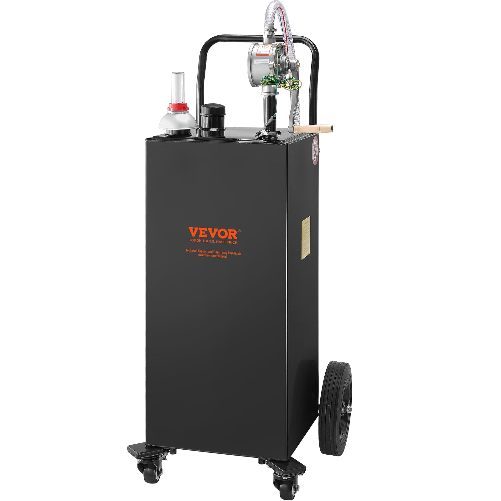 VEVOR 30 Gallon Fuel Caddy with Manual Transfer Pump - Portable Gasoline & Diesel Storage Tank on 4 Wheels - Heavy Duty Fuel Container for Cars, Trucks, Lawn Mowers, ATVs, Boats - Ideal for Home, Farm & Worksite Use