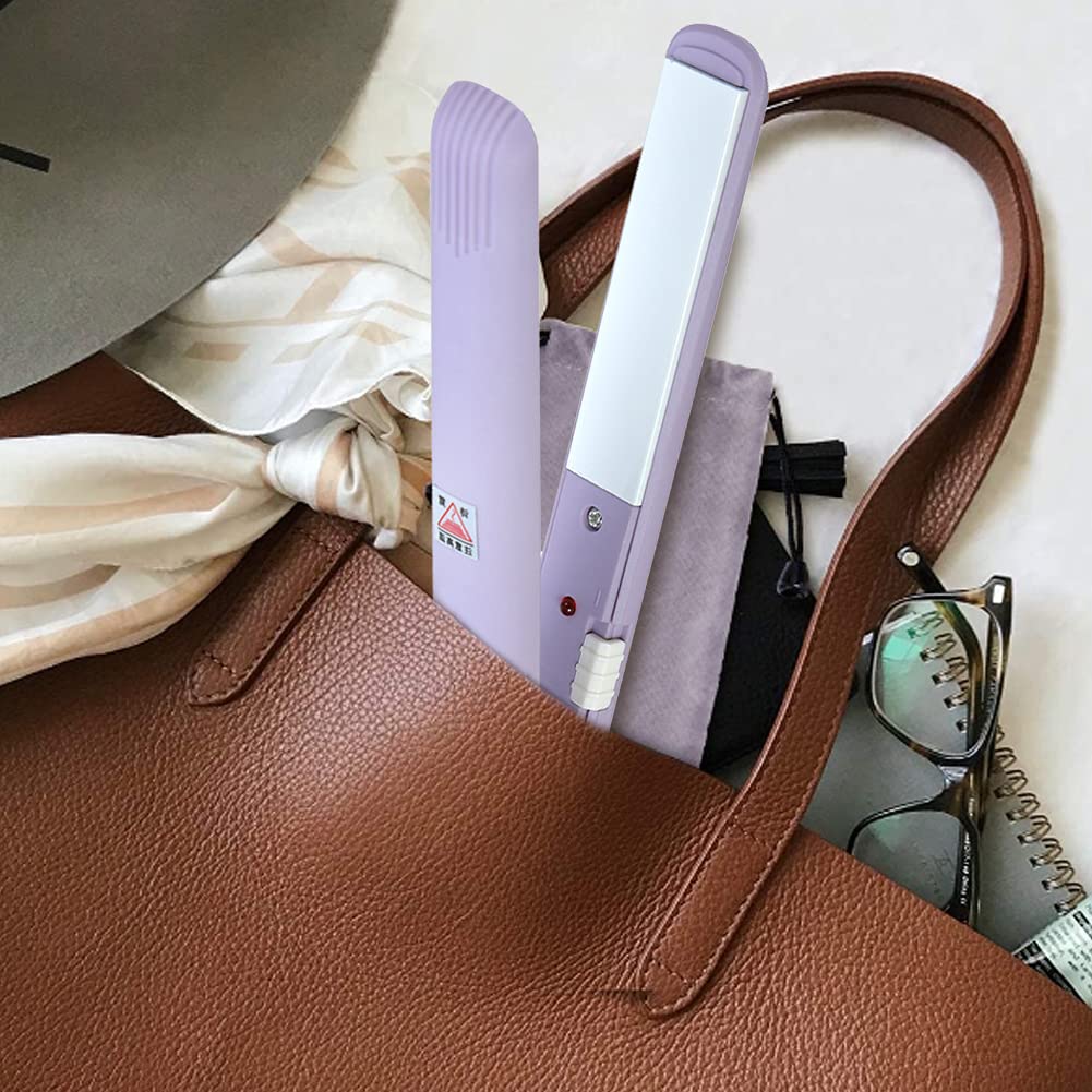 2 in 1 Mini Hair Straightener & Flat Iron - Ceramic Tourmaline Plate, Lightweight Portable Travel Size for Straightening & Styling - Perfect for Home, Travel, Salon & On-the-Go Hair Care