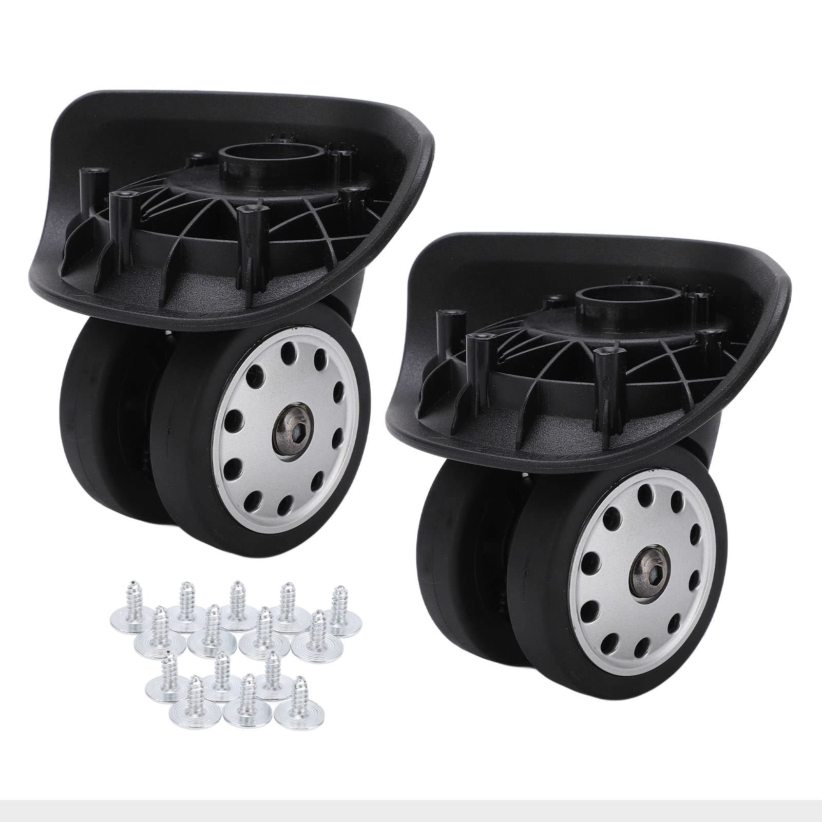 Alomejor A88 Replacement Luggage Wheels - 1 Pair Large Porous Suitcase Casters for Travel Bags (Black) | Durable Spinner Wheels for Smooth Airport Maneuvering & Heavy Duty Luggage Repair