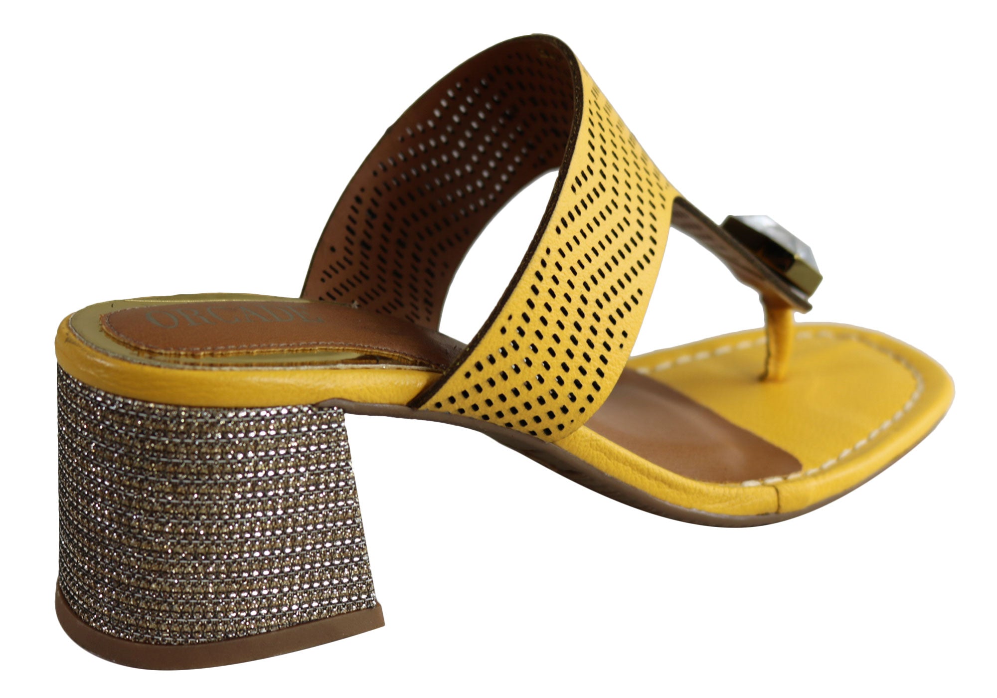 Orcade Deidre Women's Brazilian Comfort Leather Mid Heel Sandals - Stylish Thong Sandals for Summer, Beach, and Casual Outings