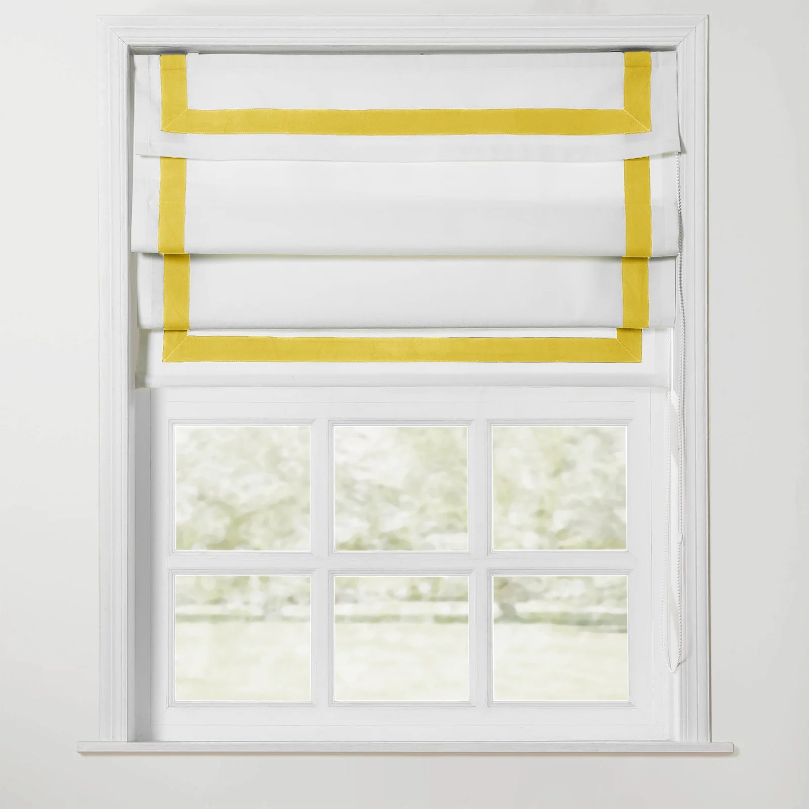 Tyrone Roman Shade with Border Cord Lift - Classic Window Treatment for Living Room & Bedroom - Blackout Fabric for Light Control & Privacy