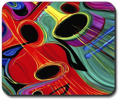 Green Guitar Art Plates Mouse Pad - Non-Slip Desk Mat for Computers, Gaming & Office Use - Perfect for Music Lovers & Guitar Enthusiasts