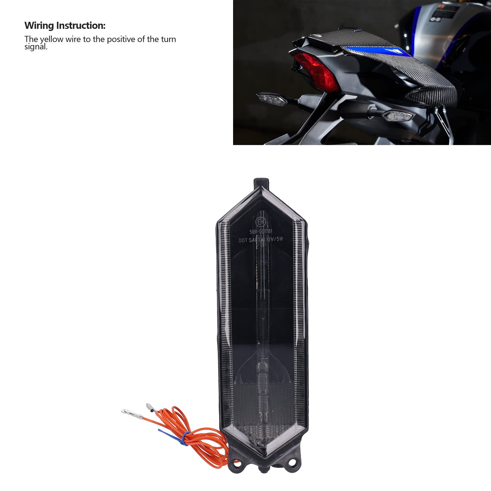 High-Quality LED Motorcycle Tail Light Compatible with YAMAHA YZF-R1 (2015-2020), YZF-R1 M (2015-2018), YZF-R1 S (2016-2018), YZF-R6 (2017-2020) - Enhanced Visibility & Safety for Night Riding