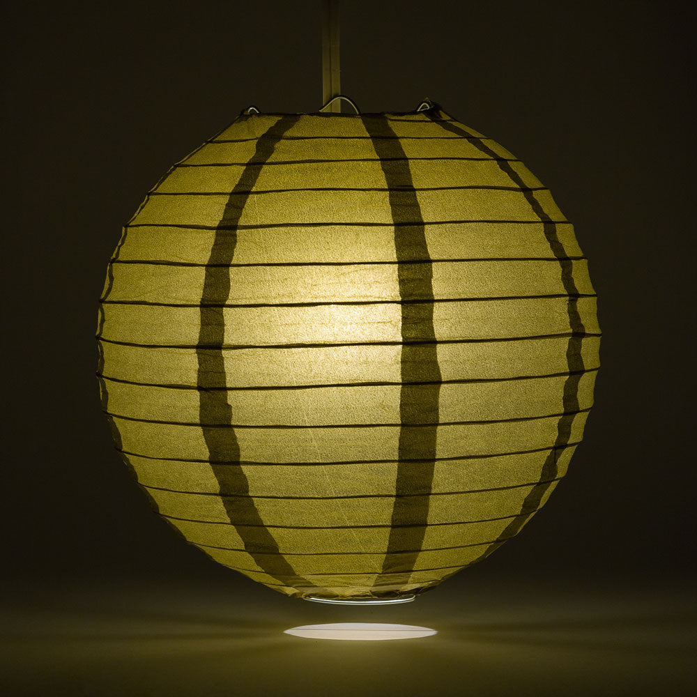 36 Gold Jumbo Round Paper Lanterns with Even Ribbing - Bulk Pack for Party Decorations, Wedding Centerpieces & Home Decoration