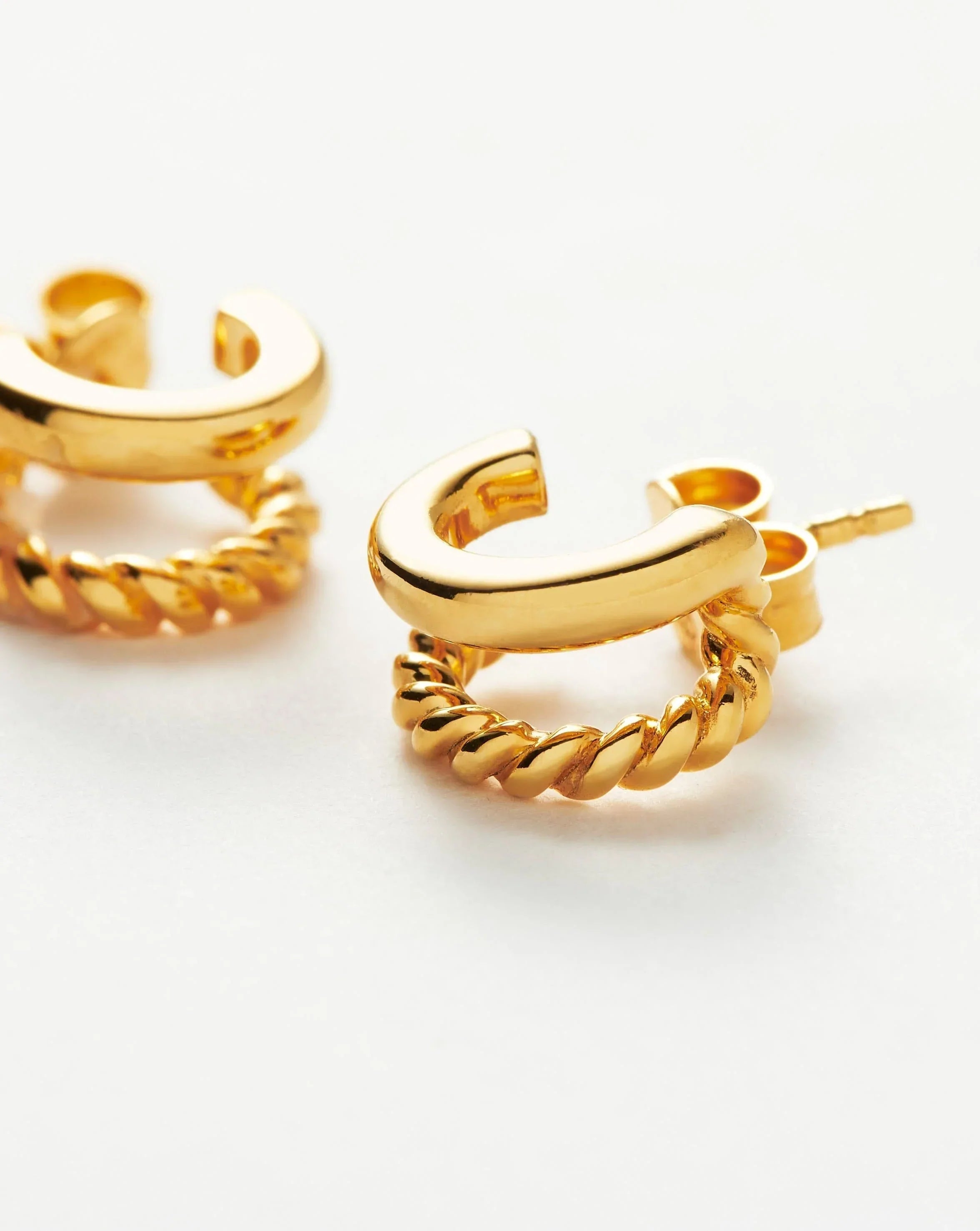 18K Gold Vermeil Radial Double Huggie Earrings – Elegant Hoop Earrings for Women, Perfect for Parties, Weddings & Everyday Wear