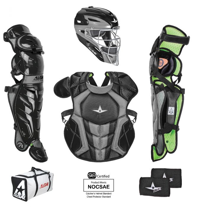 All Star System 7 Axis™ Youth Baseball Catcher's Gear Set - NOCSAE Certified Protective Equipment for Ages 12-16 - Perfect for Little League, High School & Travel Team Practices & Games