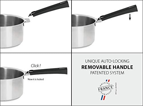 Cristel Casteline WOKT28QKP 4-Quart Silver Wok Pan - Professional Stir Fry Pan for Asian Cooking, Home Chef & Restaurant Use