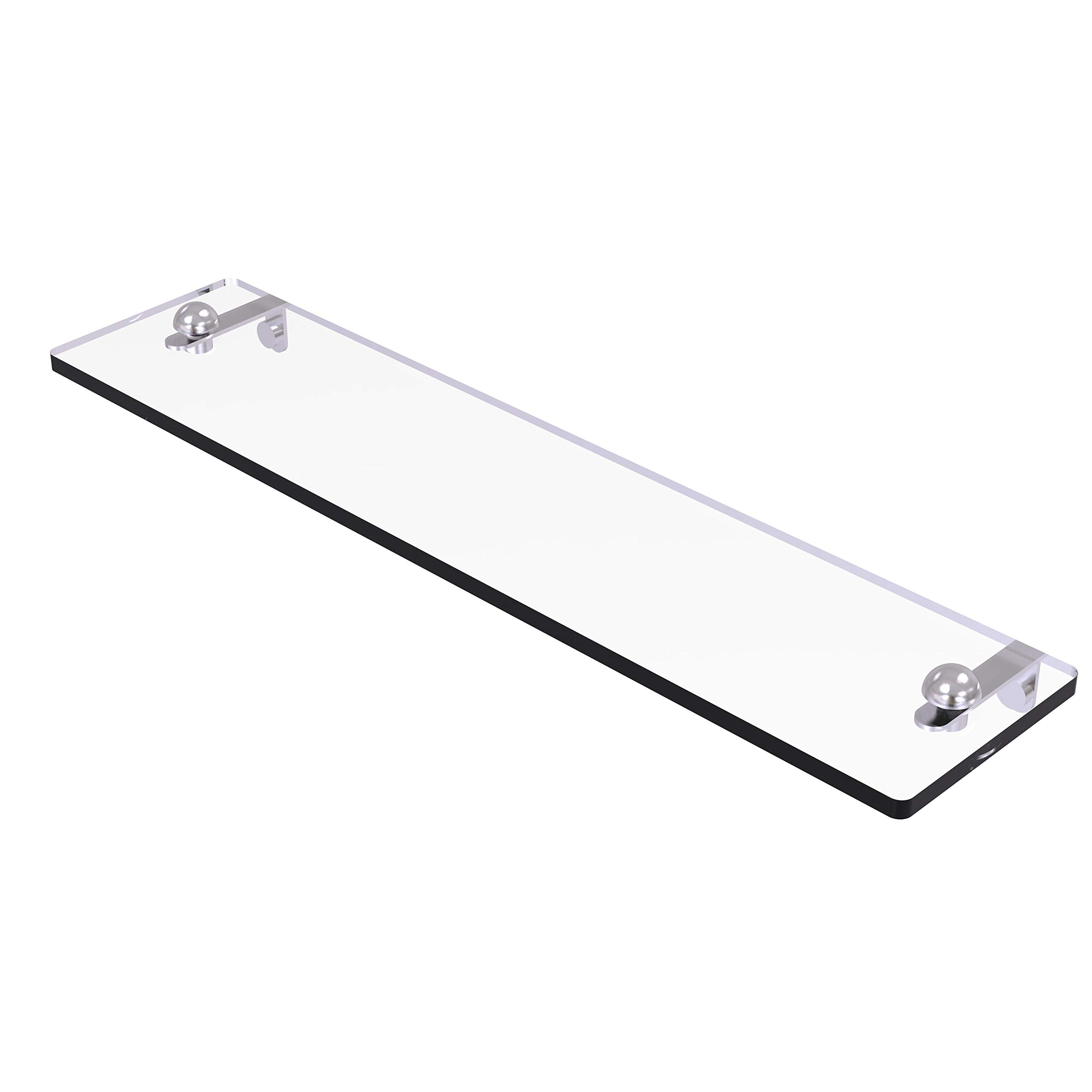 Allied Brass RC-1/22 22 Inch Bathroom Vanity Glass Shelf with Beveled Edges in Satin Chrome Finish - Perfect for Organizing Toiletries and Decor in Modern Bathrooms