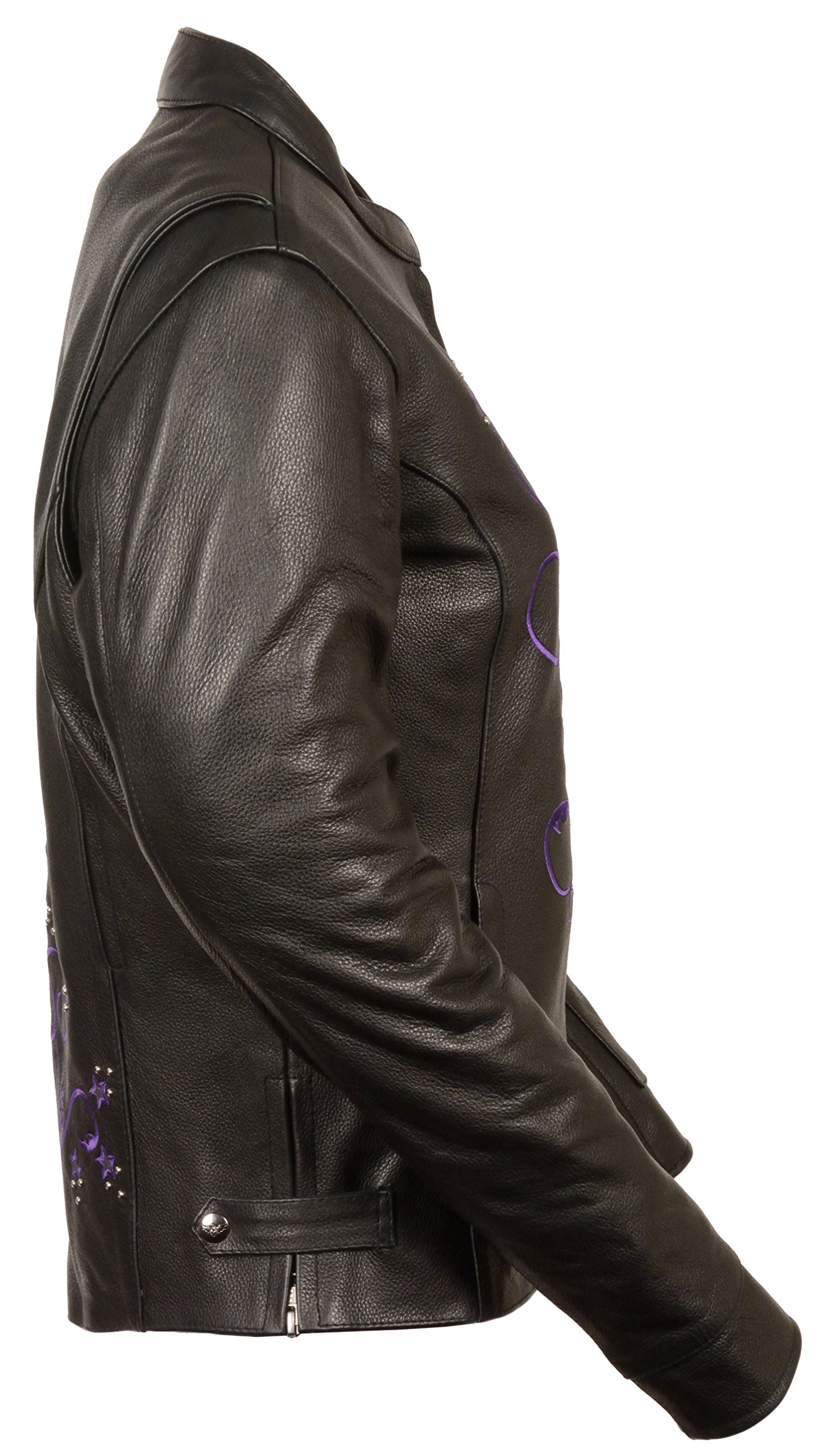 Milwaukee Leather ML2500 Women's Black Reflective Star Riveted Motorcycle Jacket - Stylish & Protective Riding Gear for Urban Commutes & Night Cruises