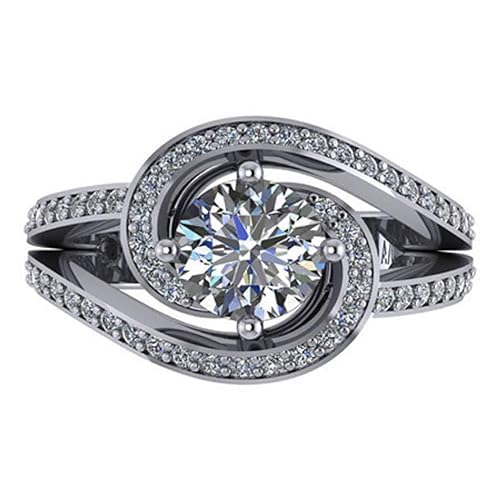 1.50 TCW Round Cut Moissanite Wedding Ring for Women - Handmade Diamond Jewelry Engagement & Anniversary Ring | Bypass Swirl Bridal Band | Perfect for Proposals, Weddings & Special Occasions (Size 7)