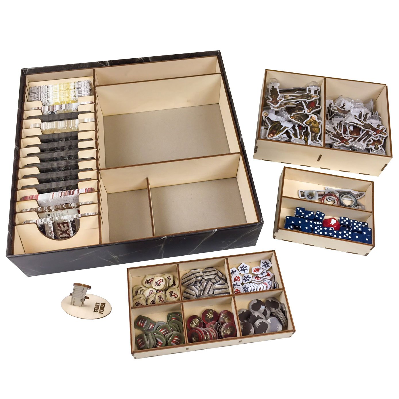 Premium Wooden Board Game Organizer for Dead of Winter - The Broken Token Storage Box with Custom Trays & Dividers | Perfect for Game Nights & Organized Tabletop Gaming