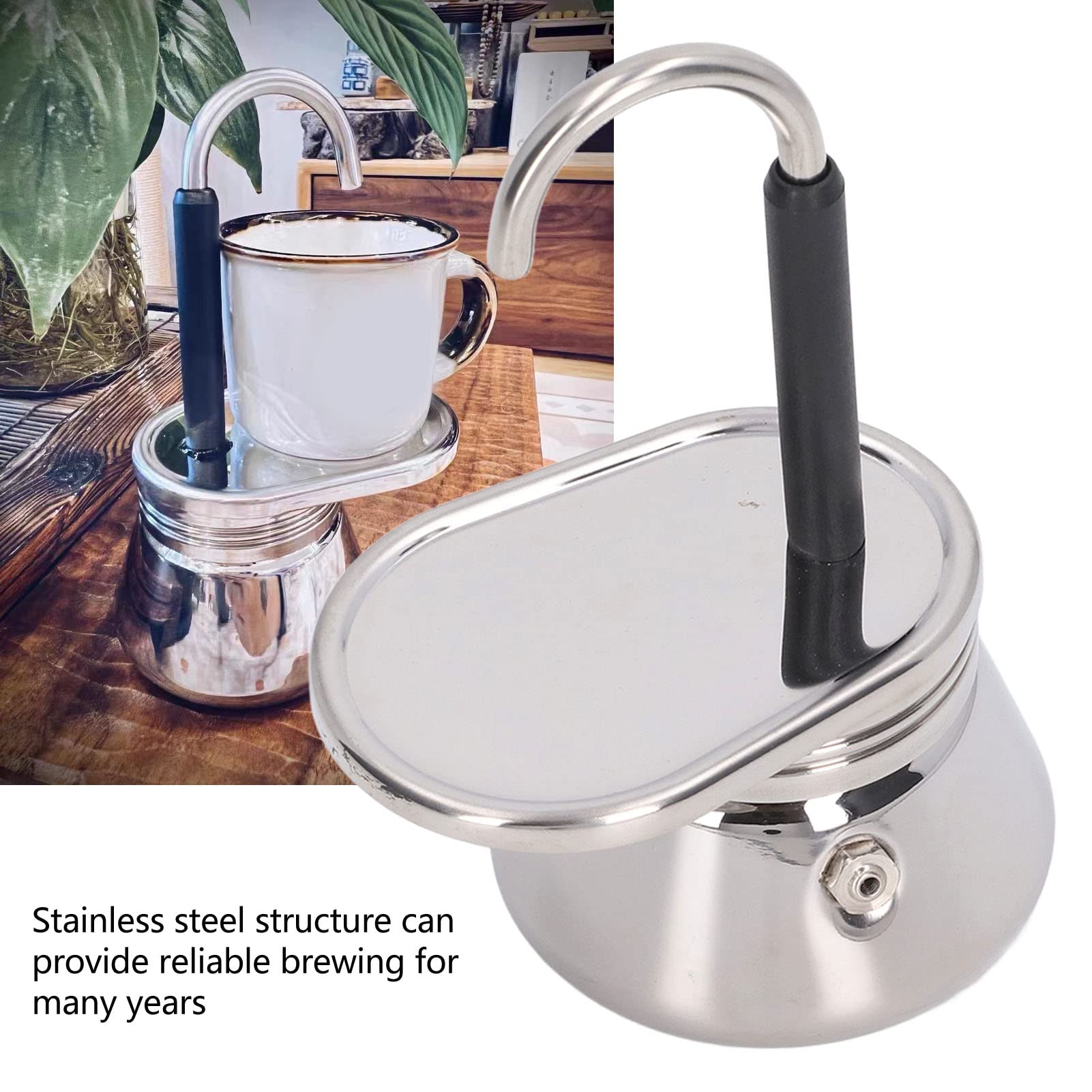 Stainless Steel Single Spout Moka Pot - 3-Cup Espresso Maker for Stovetop - Portable & Lightweight Coffee Maker for Home, Camping & Outdoor Use (15.5x9.5cm) - Perfect for Italian Coffee, Travel & Gifts