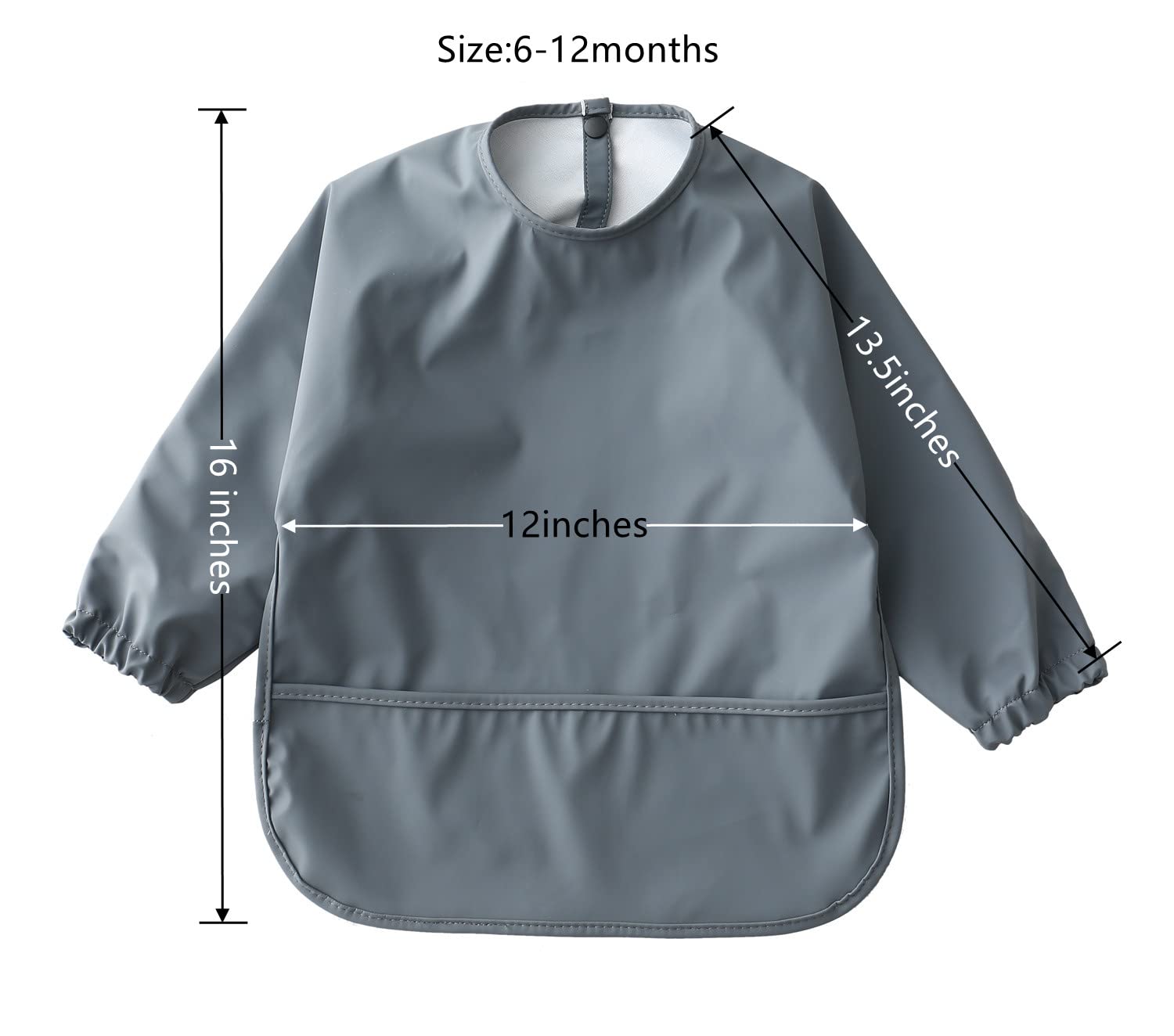 Waterproof Baby Bibs with Long Sleeves & Food Catcher - Washable & Easy Clean Feeding Bib for Infants & Toddlers - Perfect for Messy Meals, Baby Led Weaning & On-the-Go Feeding