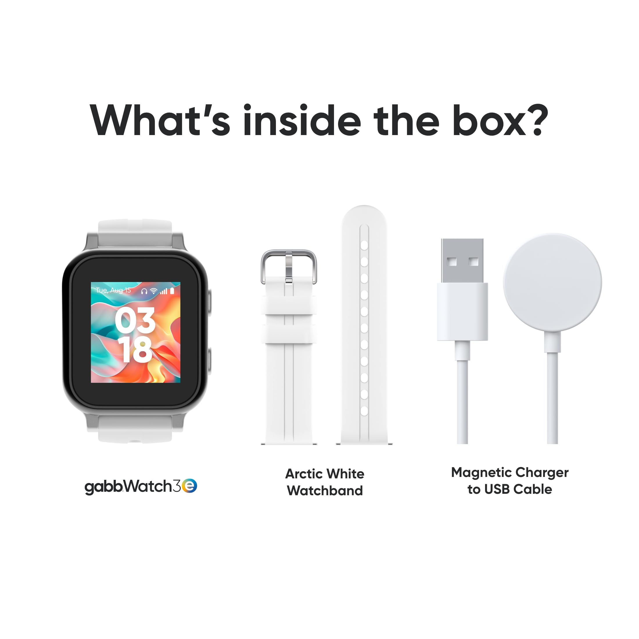 Gabb Watch 3e Kids GPS Tracker & Smart Watch - No Internet or Social Media, Parent-Controlled, Monthly Subscription - Perfect for School, Outdoor Activities & Child Safety (Silver)