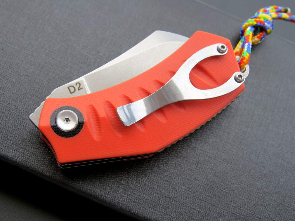 Eafengrow EF85 Folding Pocket Knife - D2 Steel Blade with Stone Wash Finish, G10 Handle, Ball Bearing Flipper & Clip - Perfect for Outdoor Camping, Survival & Everyday Carry (EDC) - Orange