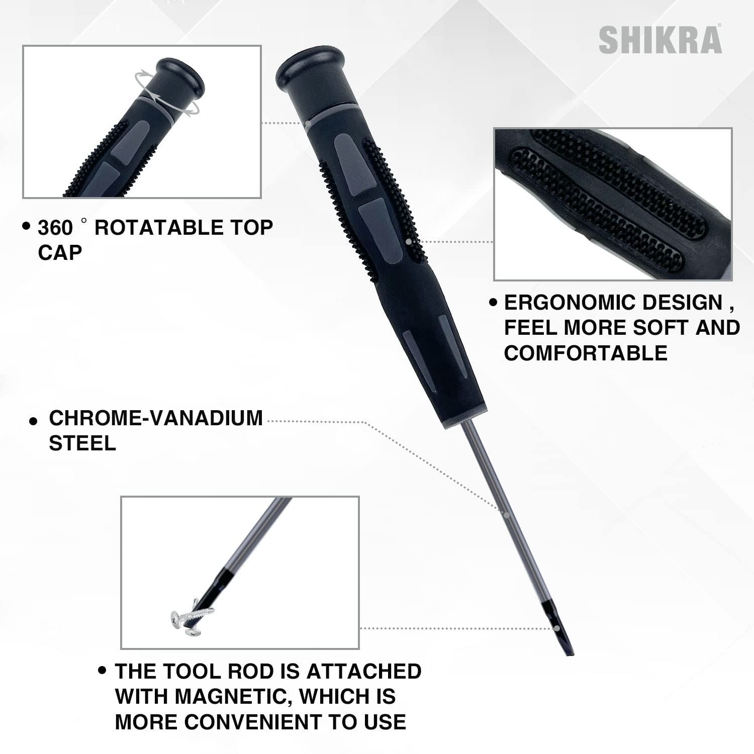 13-Piece Magnetic Precision Screwdriver Set with Torx, Phillips & Slotted Bits - Non-Slip Grip Tool Kit with Magnetizer/Demagnetizer & Storage Case - Perfect for Electronics Repair, Eyeglasses, Smartphones & Small Appliances