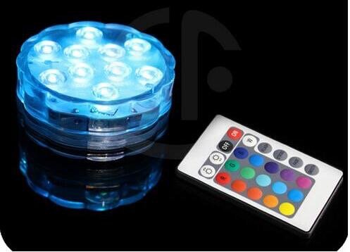 Dimmable RGB LED Submersible Puck Lights with Remote Control - Waterproof, Battery Operated for Ultimate Frisbee, Kan Jam, Cornhole, Backyard Games, Pool Parties & Nighttime Outdoor Activities (1 Puck + Remote Included)