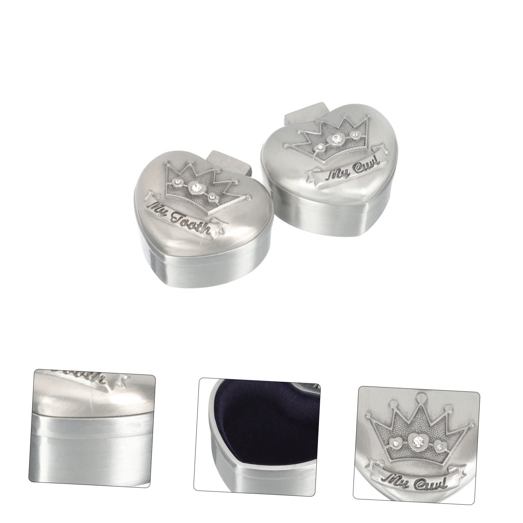 Premium 2-Pack Zinc Alloy Crown Storage Box - Elegant Carved Tooth Case for Dentures, Dental Crowns & Jewelry | Perfect for Travel, Home Organization & Dental Professionals