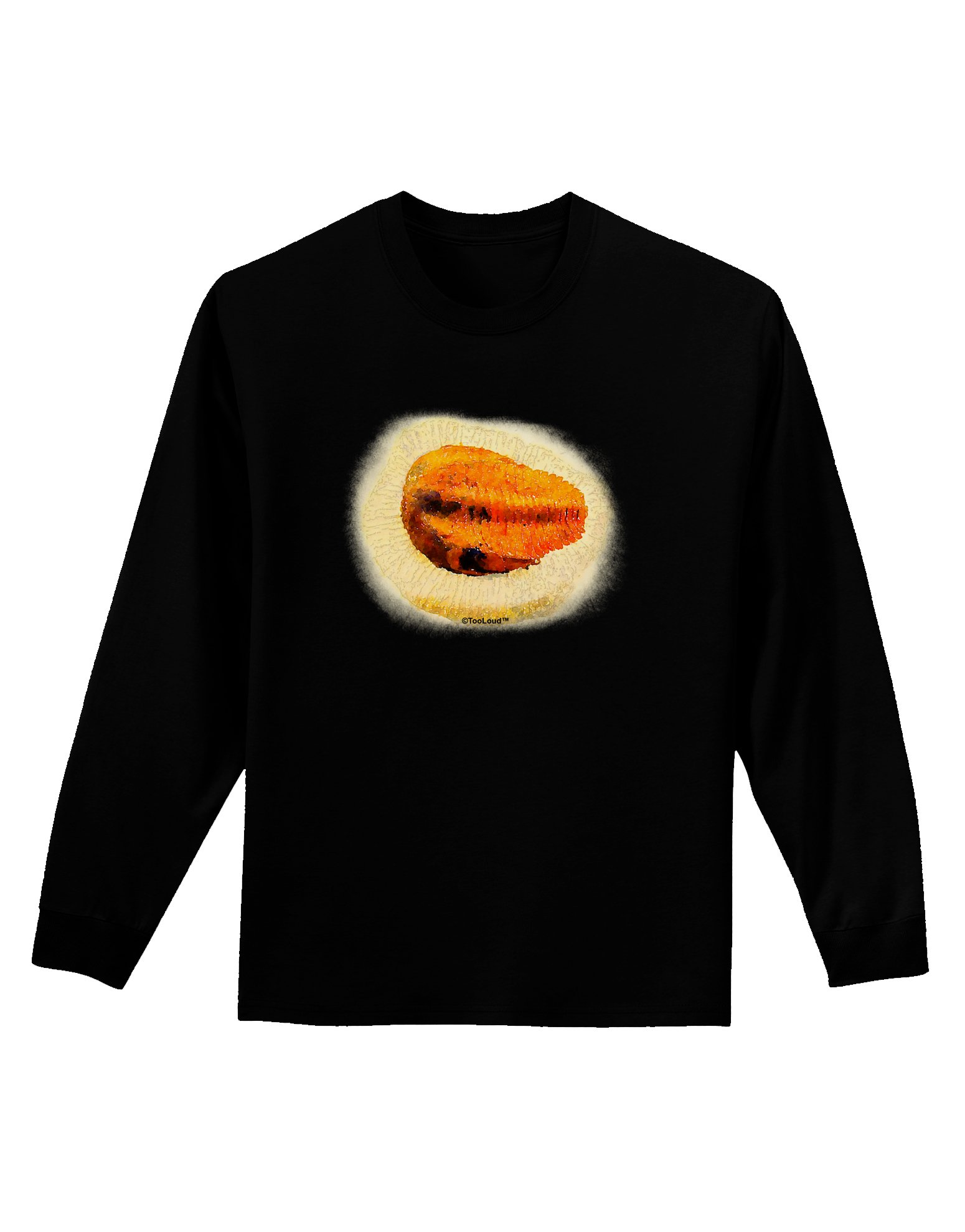 TOOLOUD Trilobite Fossil Watercolor Print Dark Long Sleeve T-Shirt for Men & Women - Perfect for Paleontology Enthusiasts, Science Lovers, and Unique Fashion Statement
