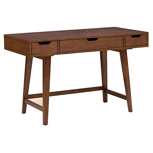 Allora Furniture Mid-Century Modern Writing Desk - Solid Wood Brown Home Office Desk for Study & Work | Perfect for Home Office, Study Room & Workspace