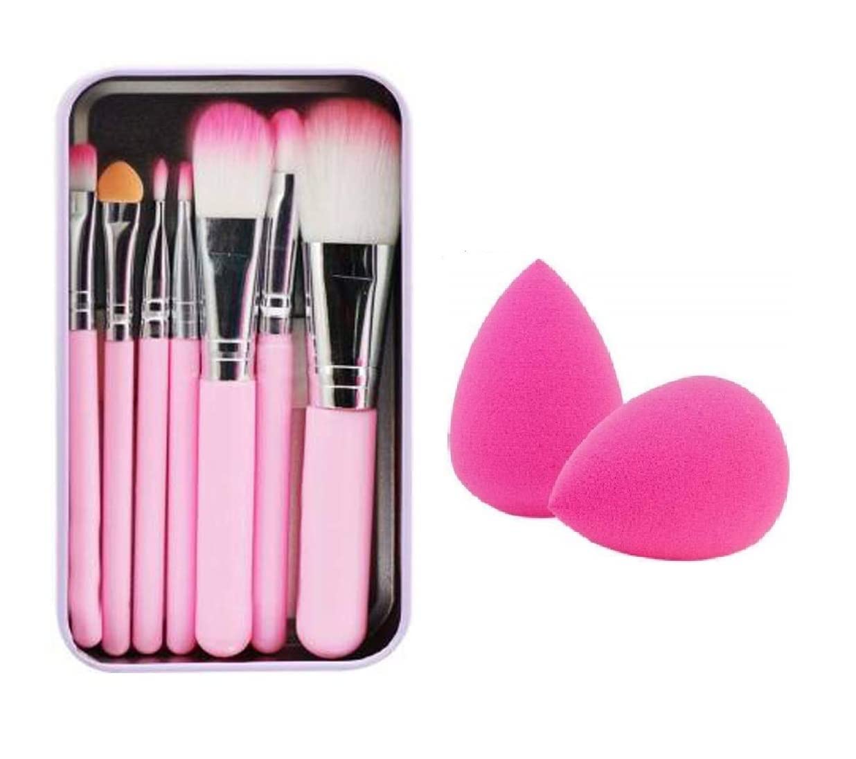JOTKAPARKASH Pink Hello Kitty Makeup Brush Set with 2 Beauty Blenders - 12-Piece Professional Cosmetic Brush Kit for Foundation, Blush, Eyeshadow - Perfect Gift for Makeup Lovers & Beginners (Multicolor) | Ideal for Daily Makeup, Travel, and Professional Salon Use