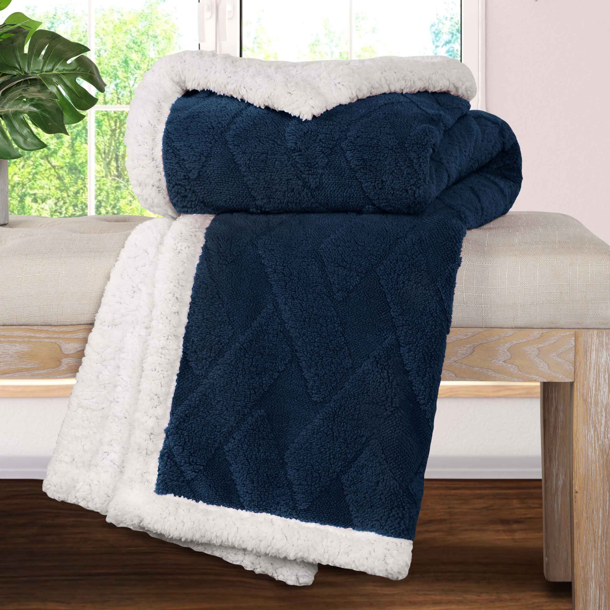 Nuuk Reversible Jacquard Lattice Plush Sherpa Fleece Blanket - Ultra Soft & Warm Winter Throw for Couch, Bed & Travel - Cozy Home Decor Gift for Christmas & Cold Weather