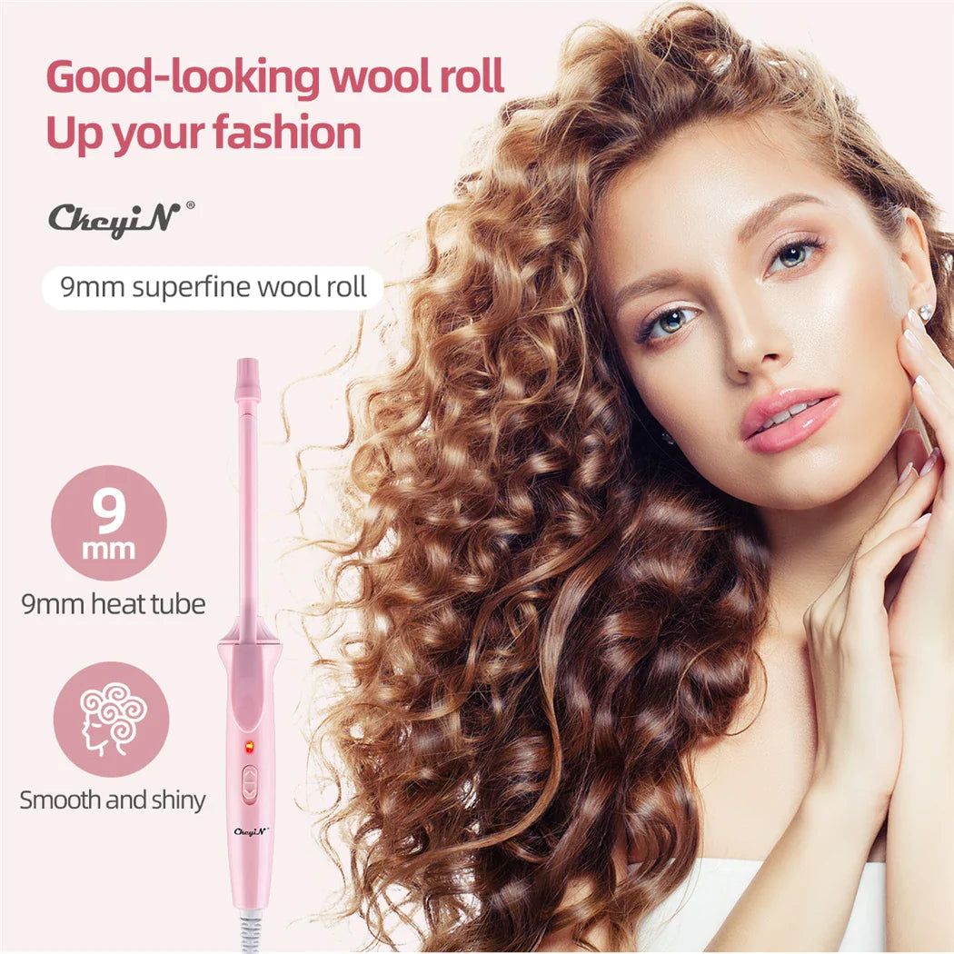 Professional 9mm Wand Curling Iron for Long Lasting Beach Waves & Curls - Perfect for Salon Styling, Home Use & Special Occasions