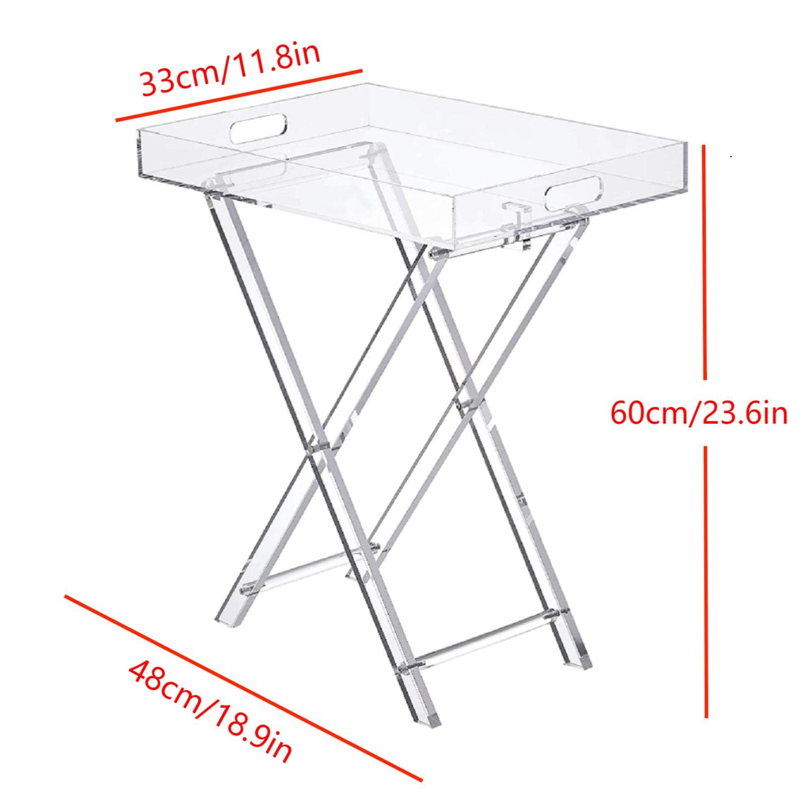 Gdrasuya10 Clear Acrylic Folding Tray Table - 19 Inch Modern Square Coffee Table & Portable Serving Table for Small Spaces - Perfect for Living Room, Bedroom, Balcony & Outdoor Use