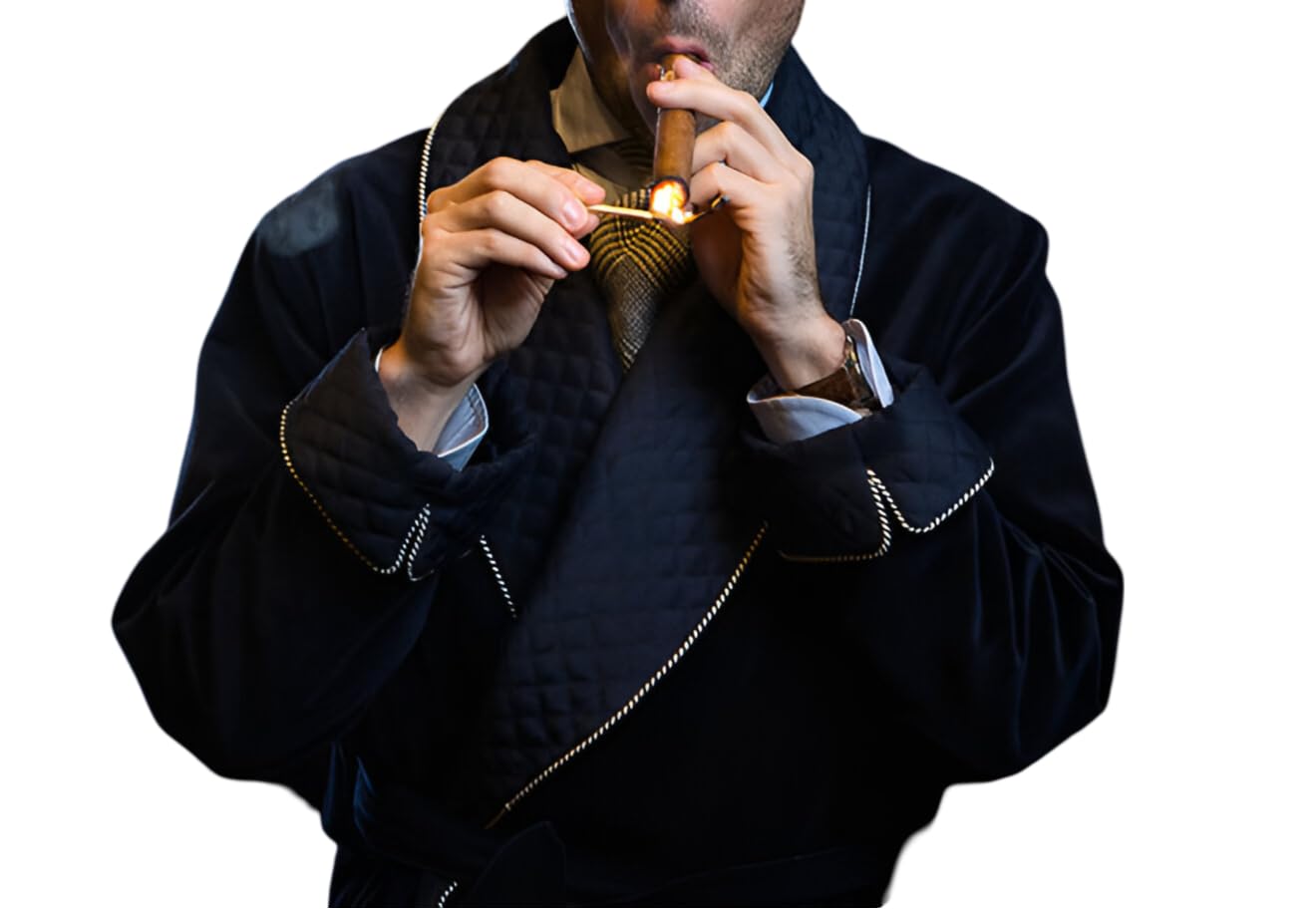 Premium Men's Quilted Velvet Smoking Jacket - Elegant Blue Dinner Party Blazer for Hosting & Formal Events