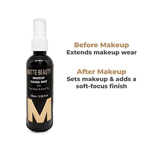 Professional Makeup Fixing Mist with Rose Water & Green Tea - Long-Lasting Makeup Setting Spray for Face - 100ml - Perfect for Bridal, Photo Shoots & Daily Wear
