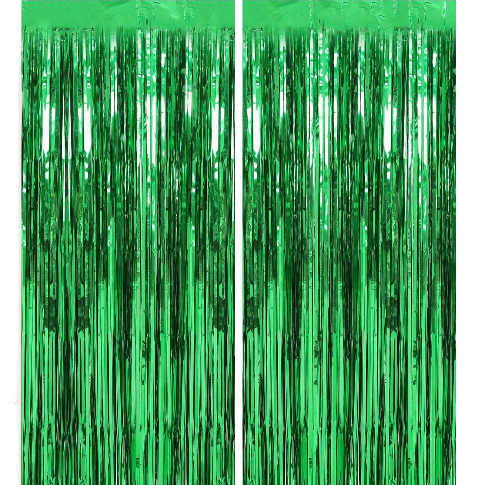 2 Pack 3.2 ft x 9.8 ft Green Tinsel Curtain Party Backdrop - Metallic Foil Fringe Door Decor for Halloween, Christmas, Birthday, Graduation & Wedding - Perfect for Photo Booths, Stage Decorations and Event Backgrounds
