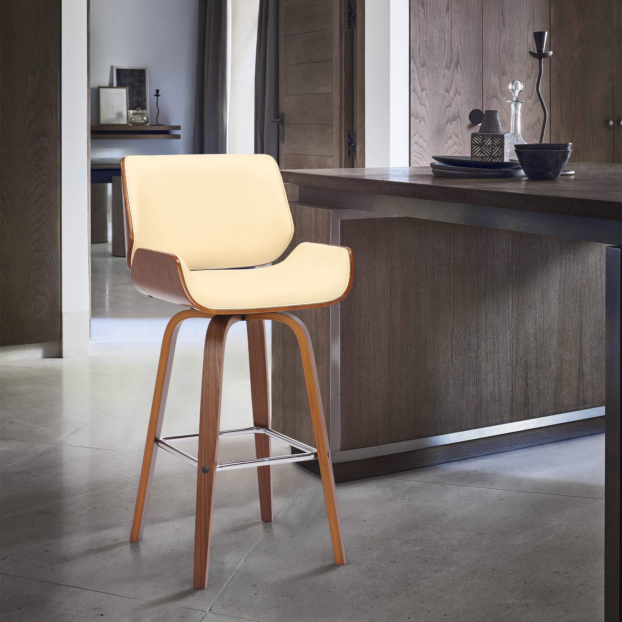 Armen Living Tyler Mid Century Modern Swivel Bar Stool - 26