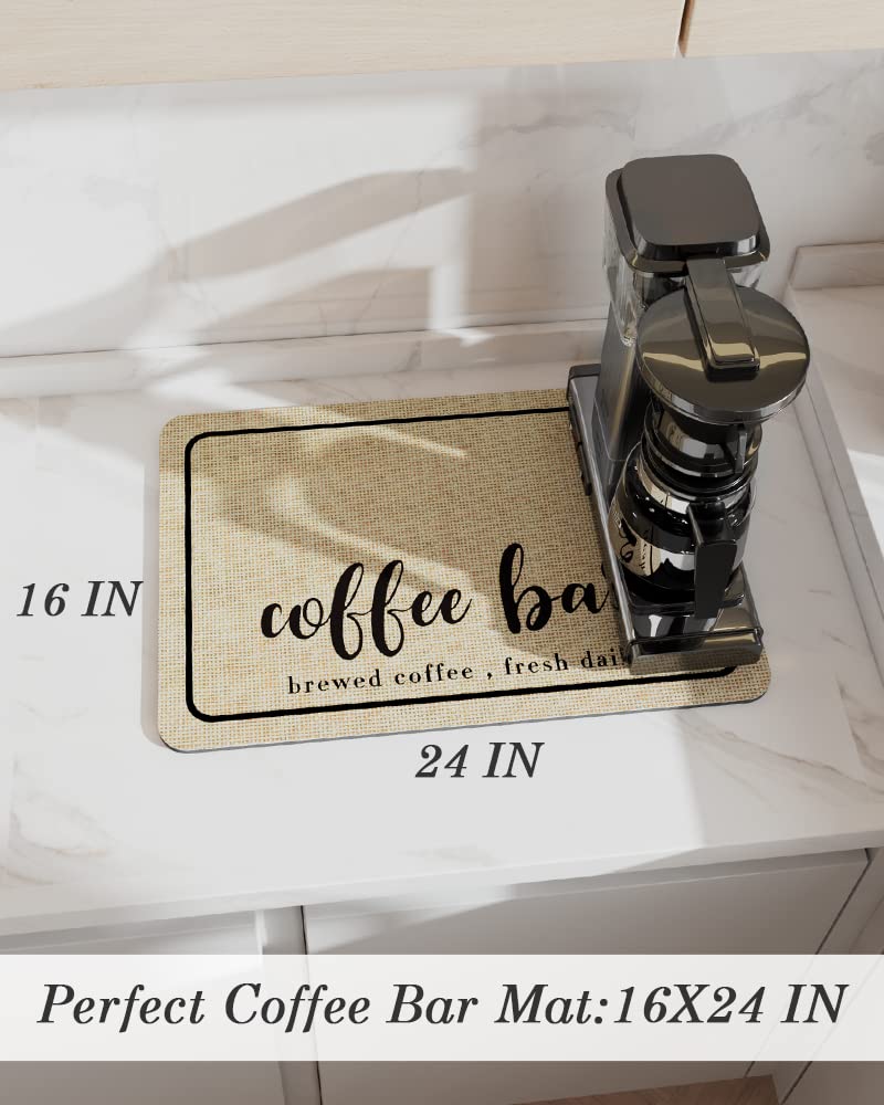 Tchdio Coffee Mat - Absorbent, Quick Drying Kitchen Counter Mat with Non-Slip Rubber Backing - Perfect for Coffee Bars, Espresso Machines & Dish Drying - Ideal for Home Kitchens, Offices & Cafés