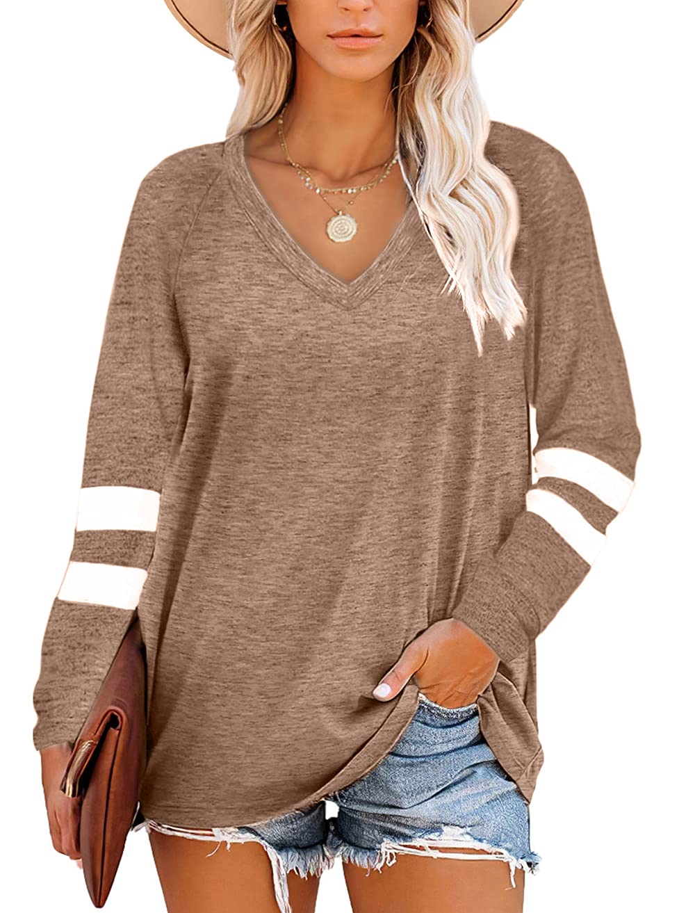 Grace's Secret Women's Long Sleeve V-Neck Tunic Tops - Casual Blouse for Work, Date Night & Everyday Wear | Soft Comfortable Shirts for Fall & Winter
