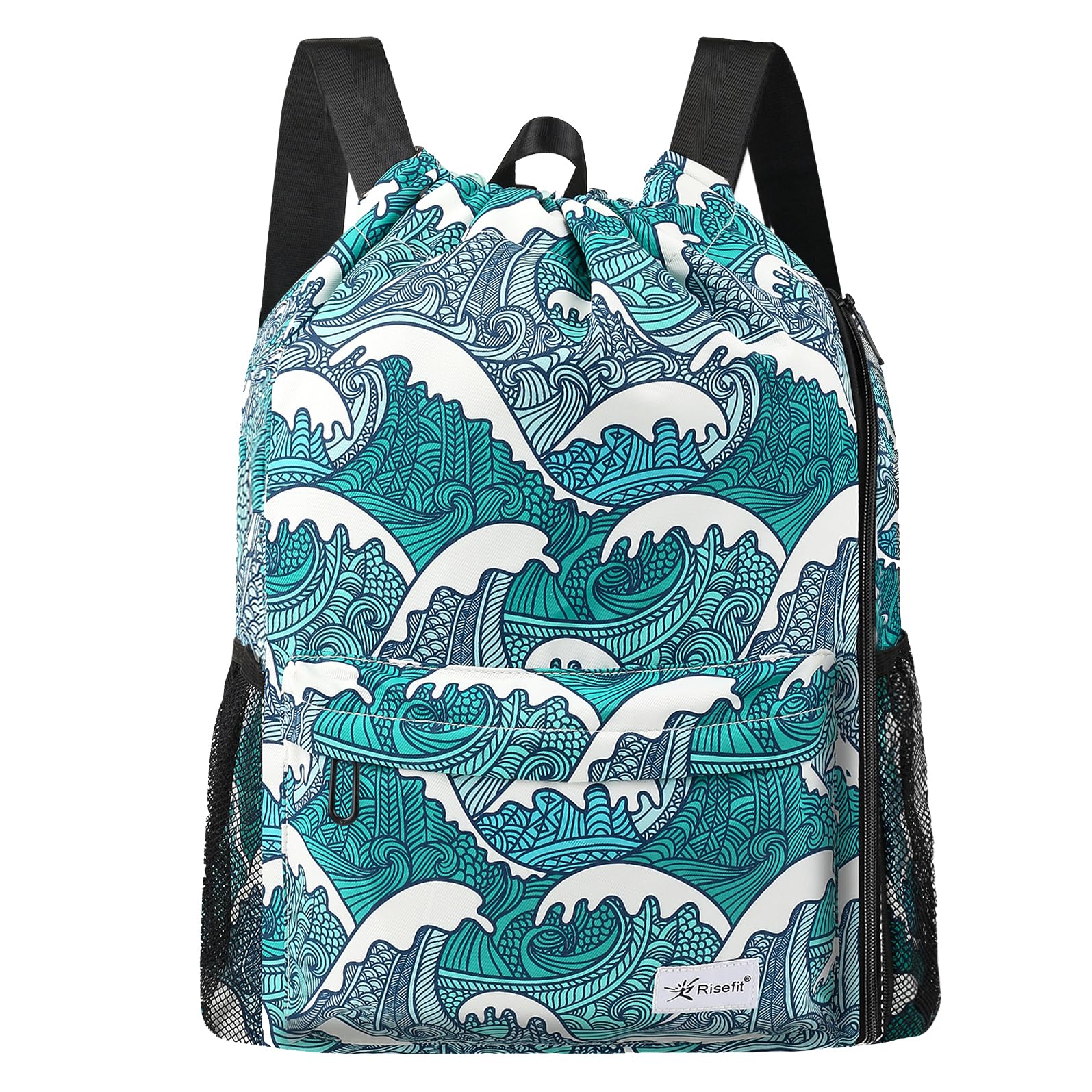 Drawstring Backpack with Mesh Pockets - Water Resistant Gym & Beach Bag for Men & Women - Perfect for Sports & Travel