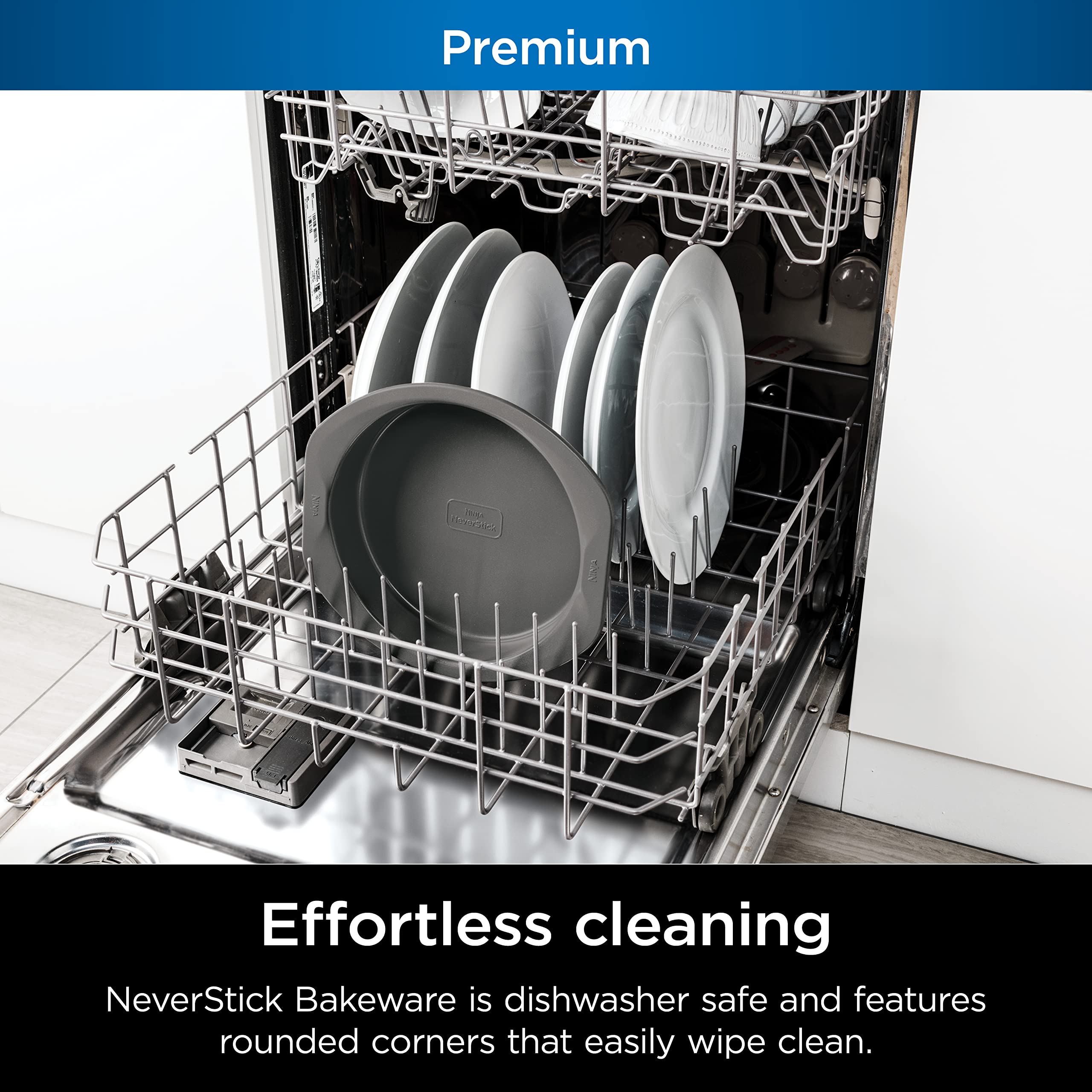 Ninja B30309 Foodi NeverStick Premium 9-Inch Round Cake Pan - Nonstick, Oven & Dishwasher Safe up to 500°F (Grey) - Perfect for Baking Cakes, Pies & Desserts at Home
